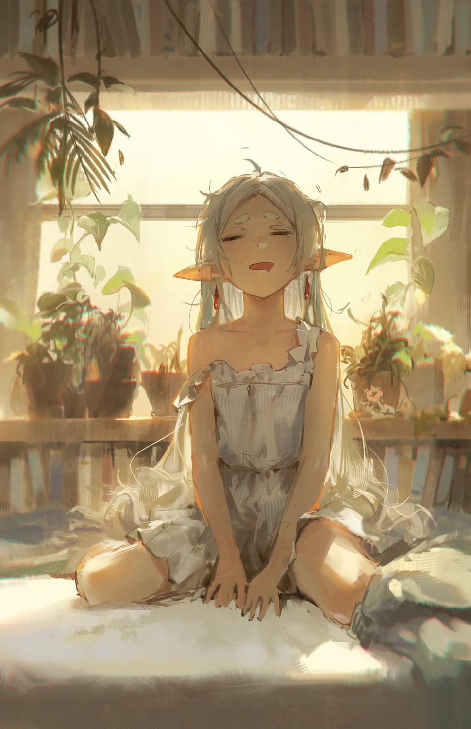 dinoartforame, dress, elf, frieren, pointy_ears, sousou_no_frieren