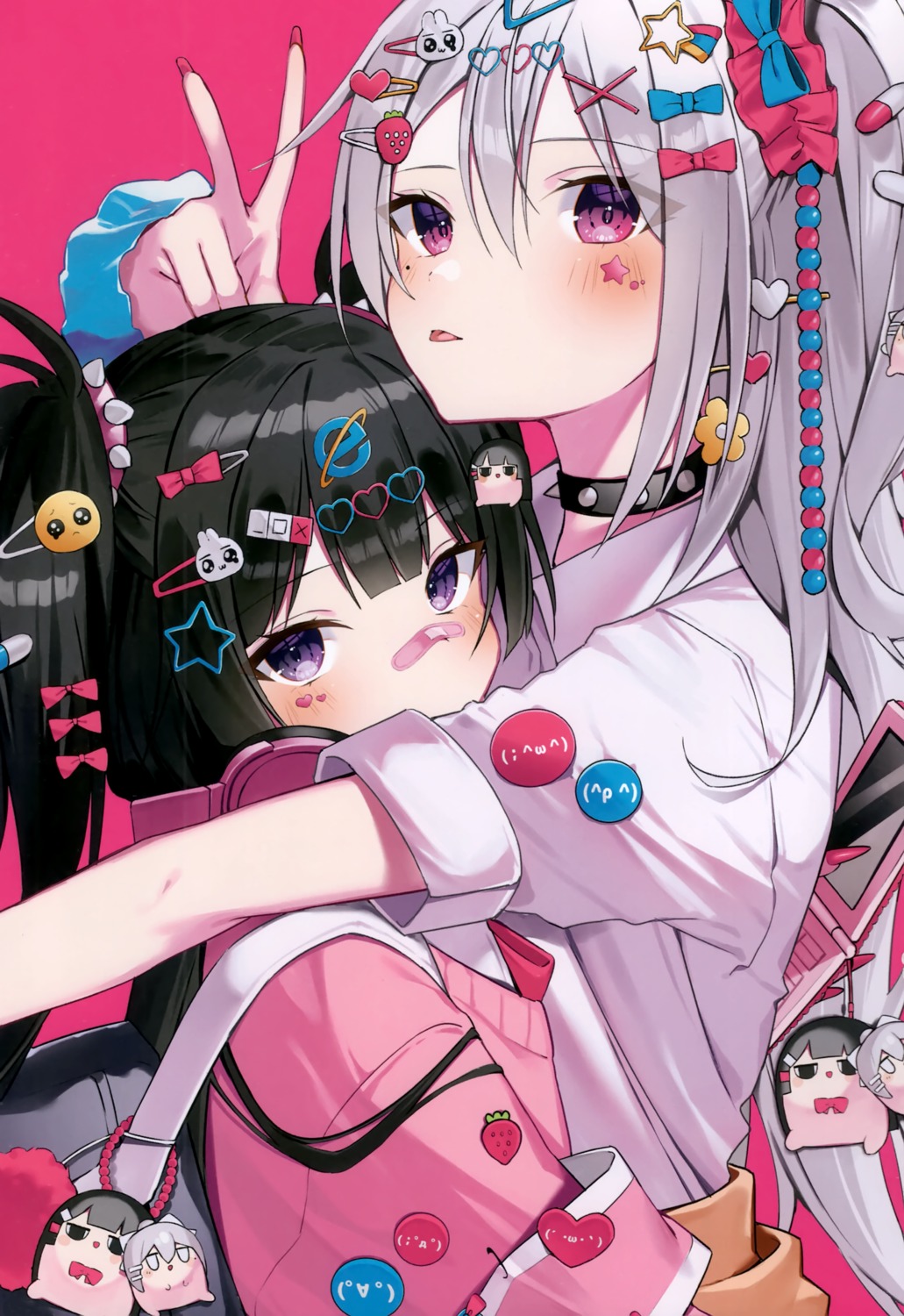 bandaid, higuchi_kaede, ia_1928, nijisanji, seifuku, sweater, tsukino_mito, yuri