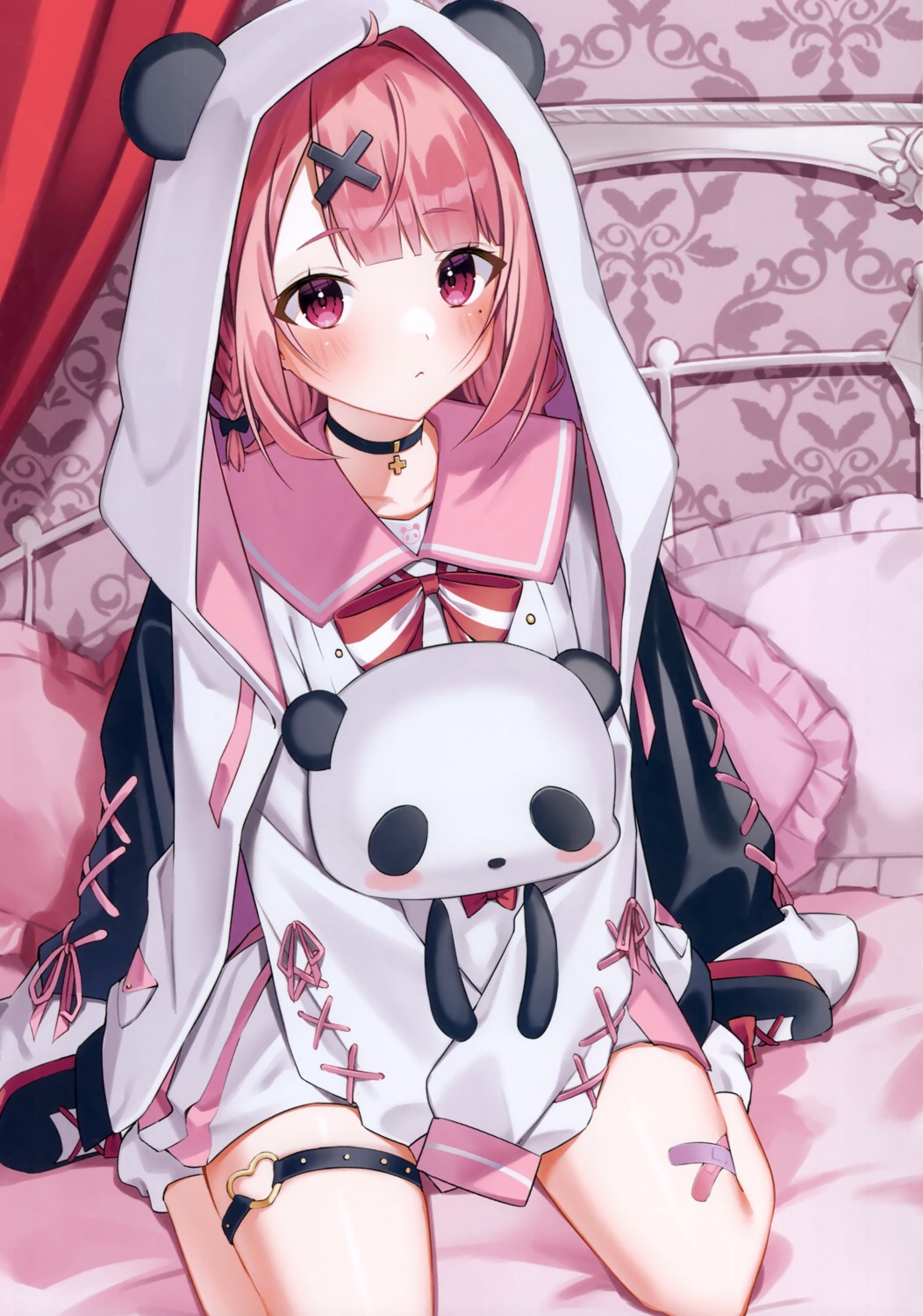 bandaid, garter, ia_1928, nijisanji, nijisanji_gamers, sasaki_saku, seifuku