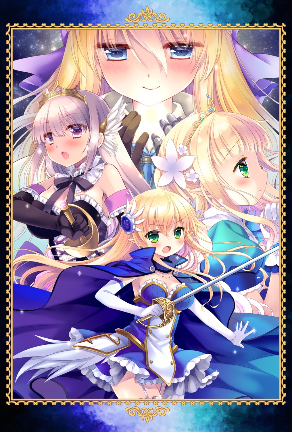 d.n.a.lab, dress, miyasu_risa, pointy_ears, sakurazawa_izumi, stockings, sword, thighhighs