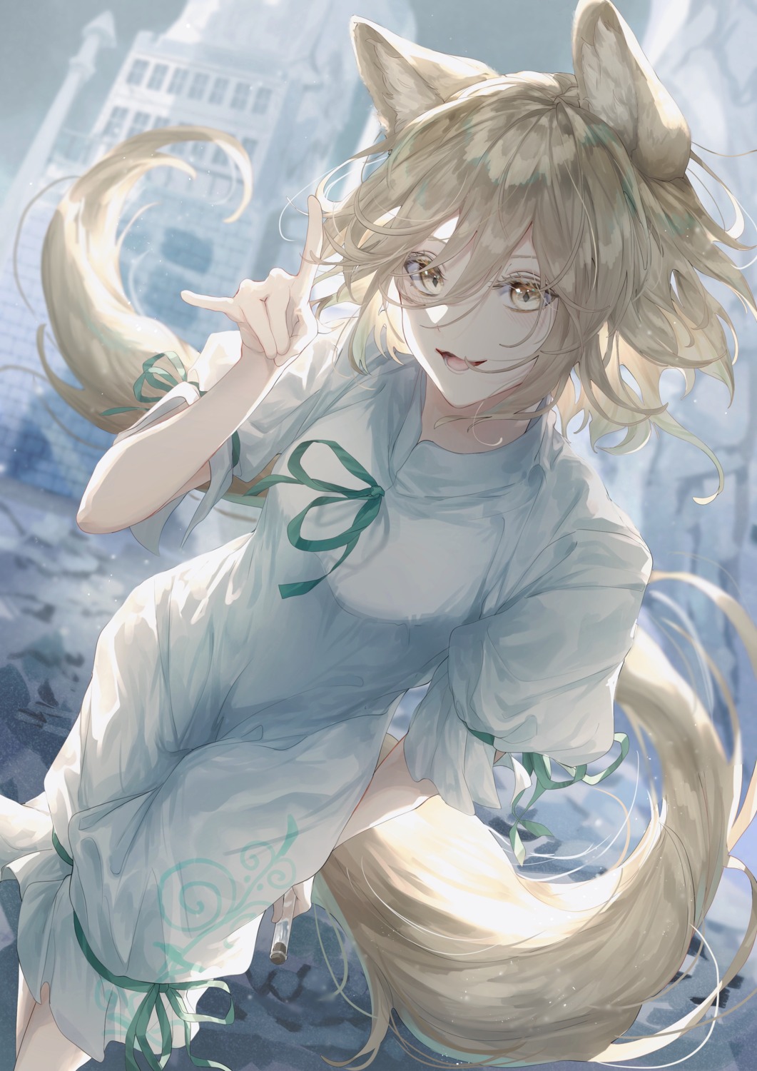 animal_ears, asian_clothes, kitsune, kudamaki_tsukasa, tail, toku_kekakewanko, touhou