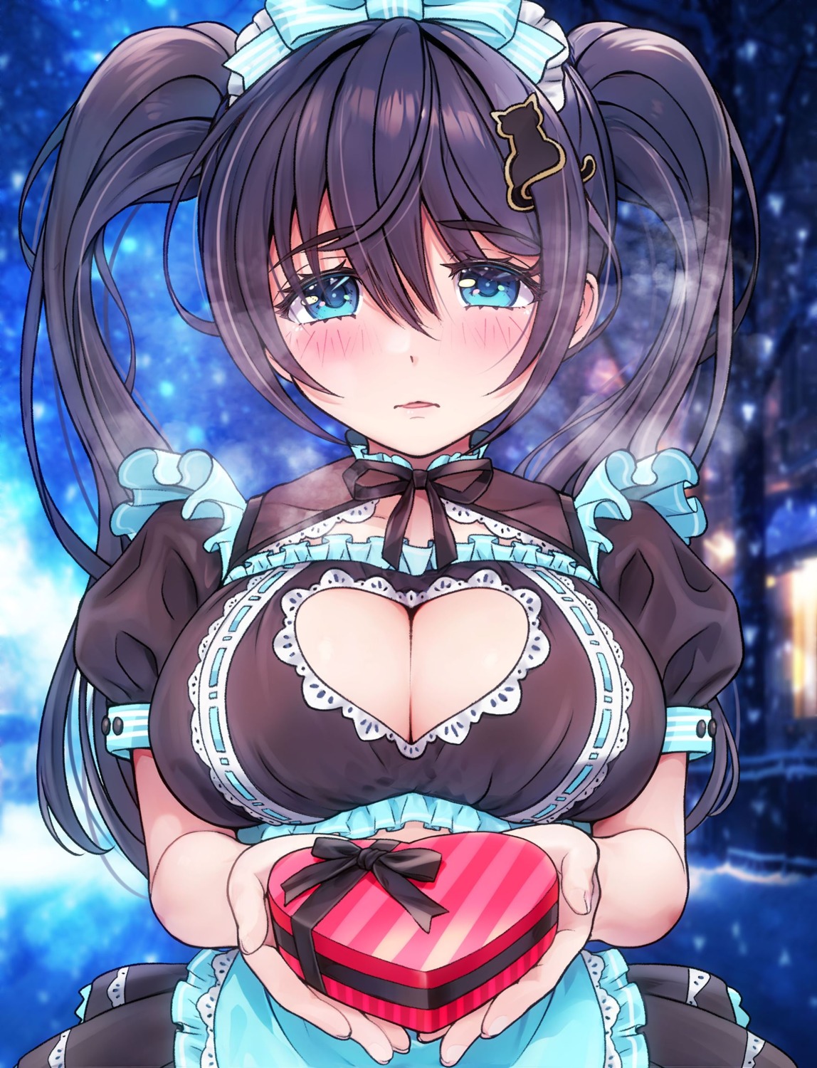 cleavage, maid, oomune_tayuyu, tama_project, v-mag, valentine
