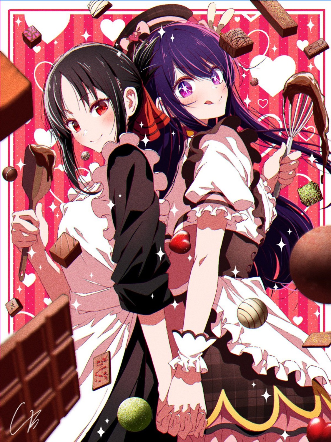 4b_pencil, [oshi_no_ko], crossover, hoshino_ai, kaguya-sama_wa_kokurasetai_~tensai-tachi_no_renai_zunousen~, maid, shinomiya_kaguya, valentine