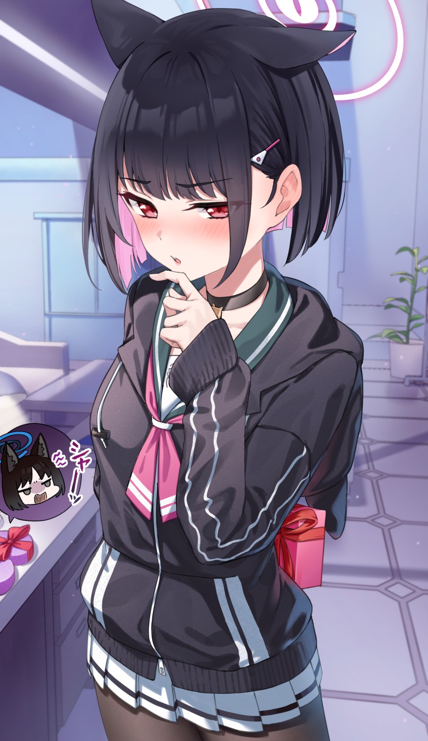 animal_ears, blue_archive, halo, kiryuu_kikyou, kyouyama_kazusa, nekomimi, pantyhose, pizza_(artist)