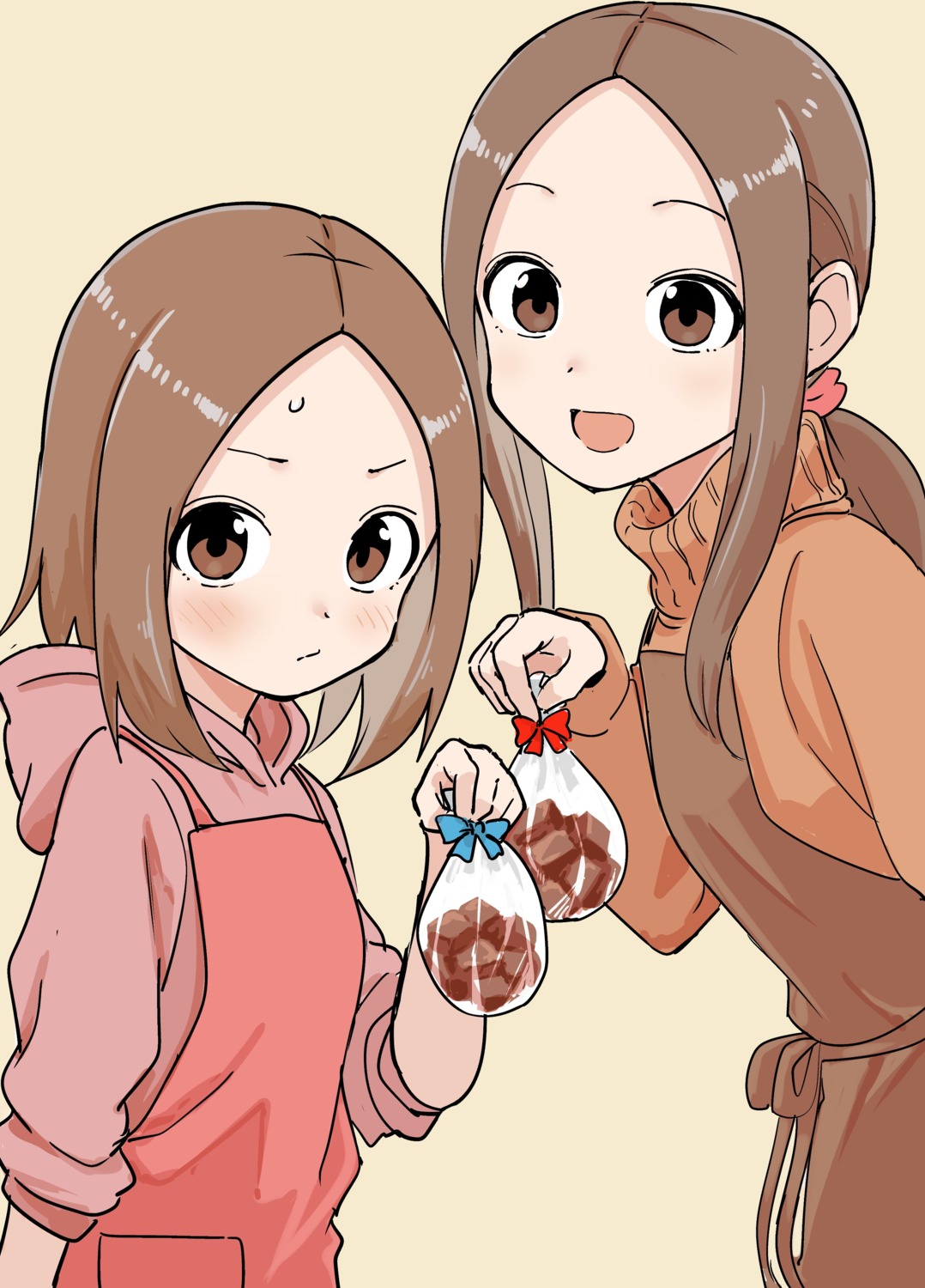 inaba_mifumi, karakai_jouzu_no_(moto)_takagi-san, karakai_jouzu_no_takagi-san, nishikata_chii, sweater, takagi-san, valentine