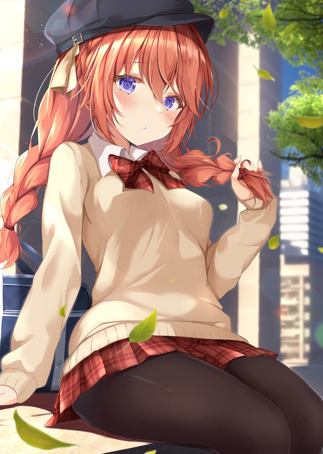 pantyhose, princess_connect!, princess_connect!_re:dive, rumiko_(rmeco), seifuku, shingyouji_yuni, sweater