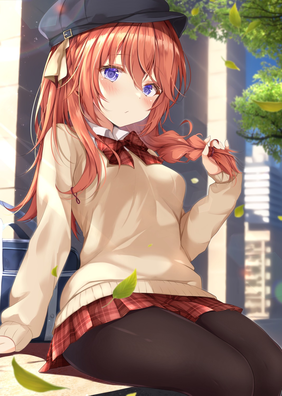 pantyhose, princess_connect!, princess_connect!_re:dive, rumiko_(rmeco), seifuku, shingyouji_yuni, sweater