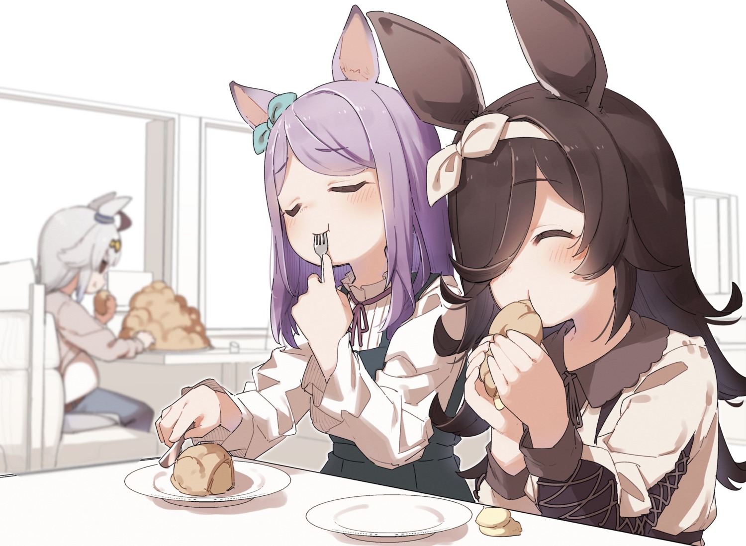 animal_ears, kusaka_shi, mejiro_mcqueen_(umamusume), oguri_cap_(umamusume), rice_shower_(umamusume), uma_musume_pretty_derby