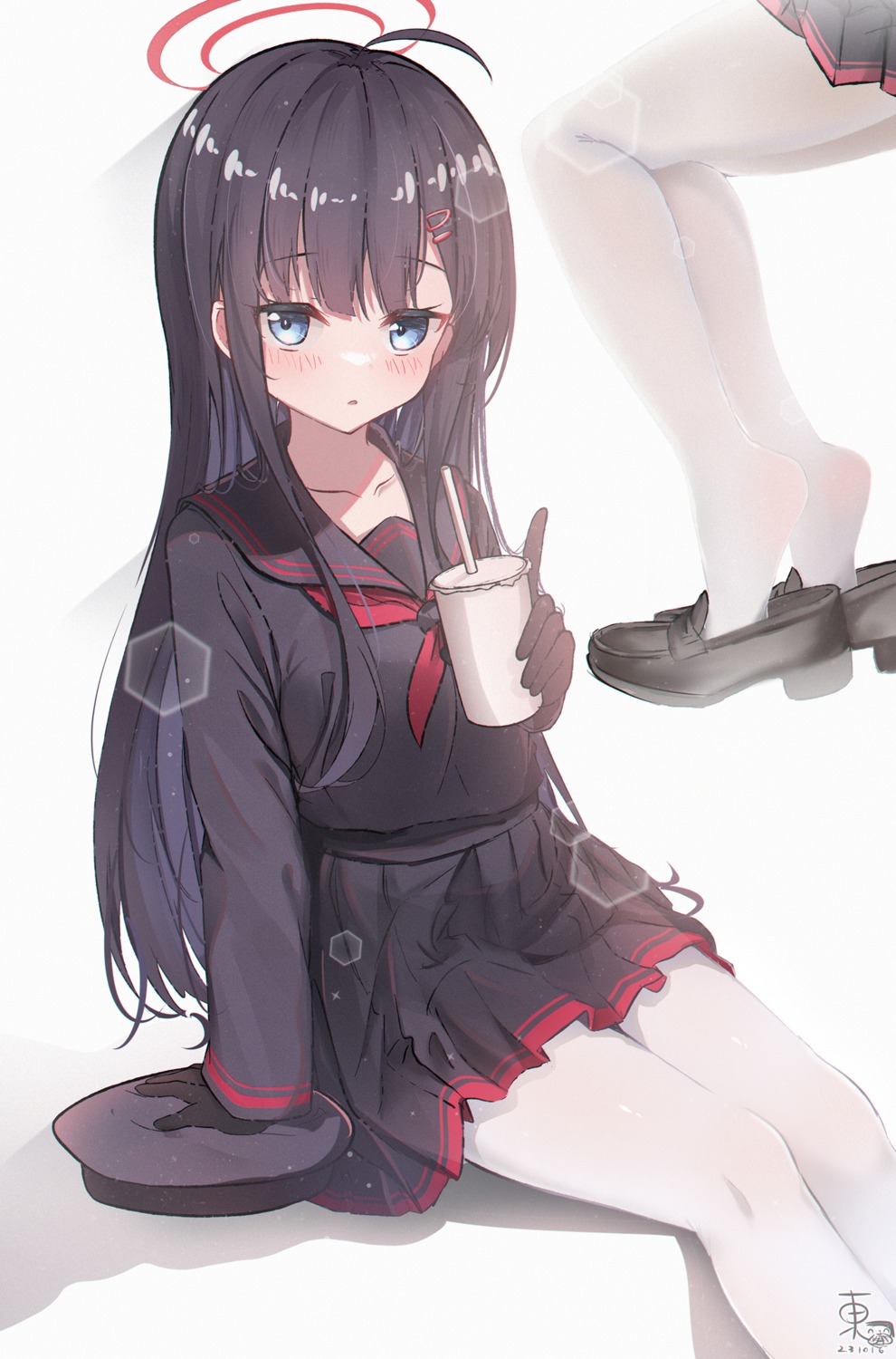 blue_archive, halo, nakamasa_ichika, pantyhose, seifuku, shinonome_satoshimare