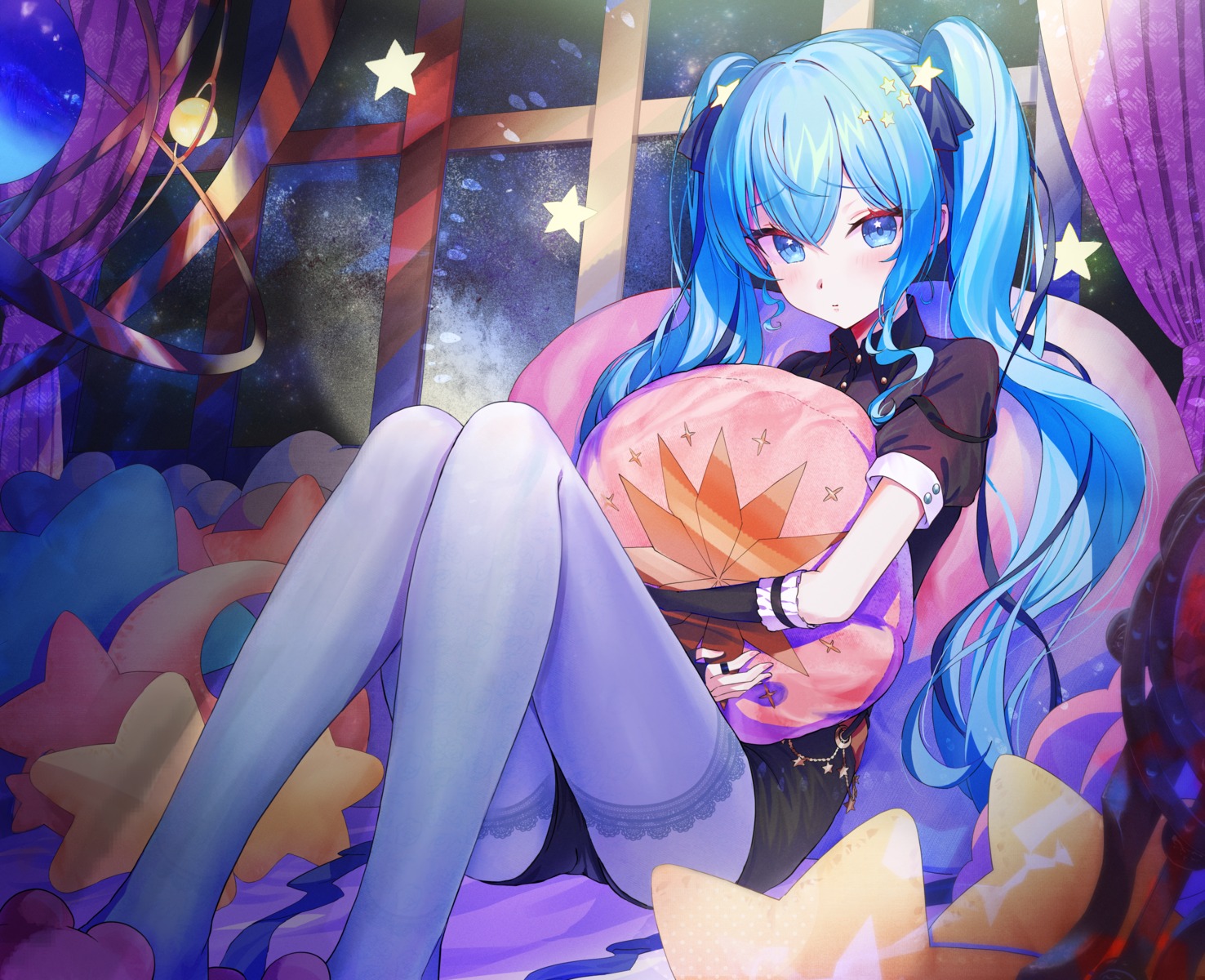 artist_revision, atatatatame01, hololive, hoshimachi_suisei, pantyhose