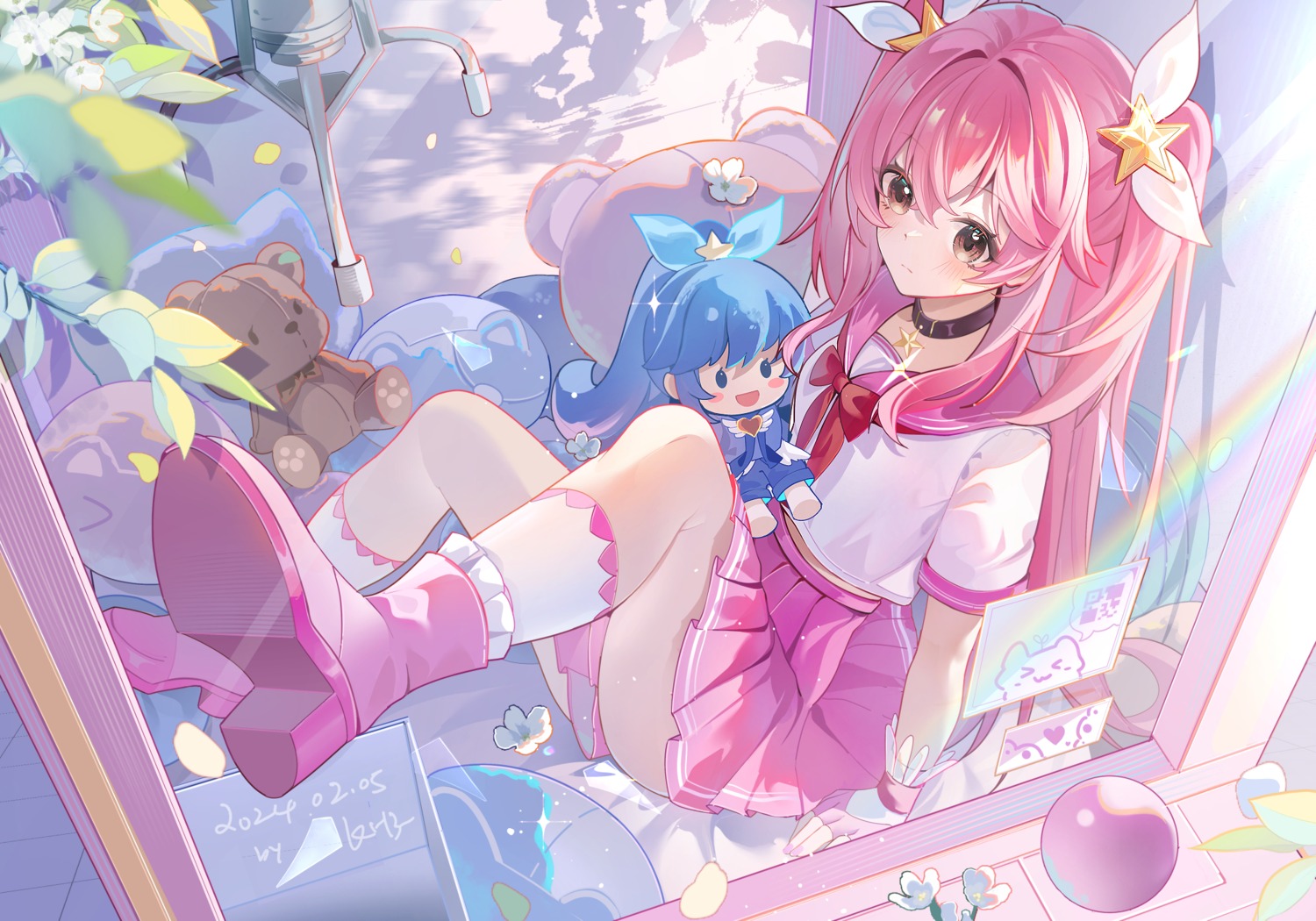 balala_the_fairies, chibi, ling_meiqi, ling_meixue, miaogujun, seifuku