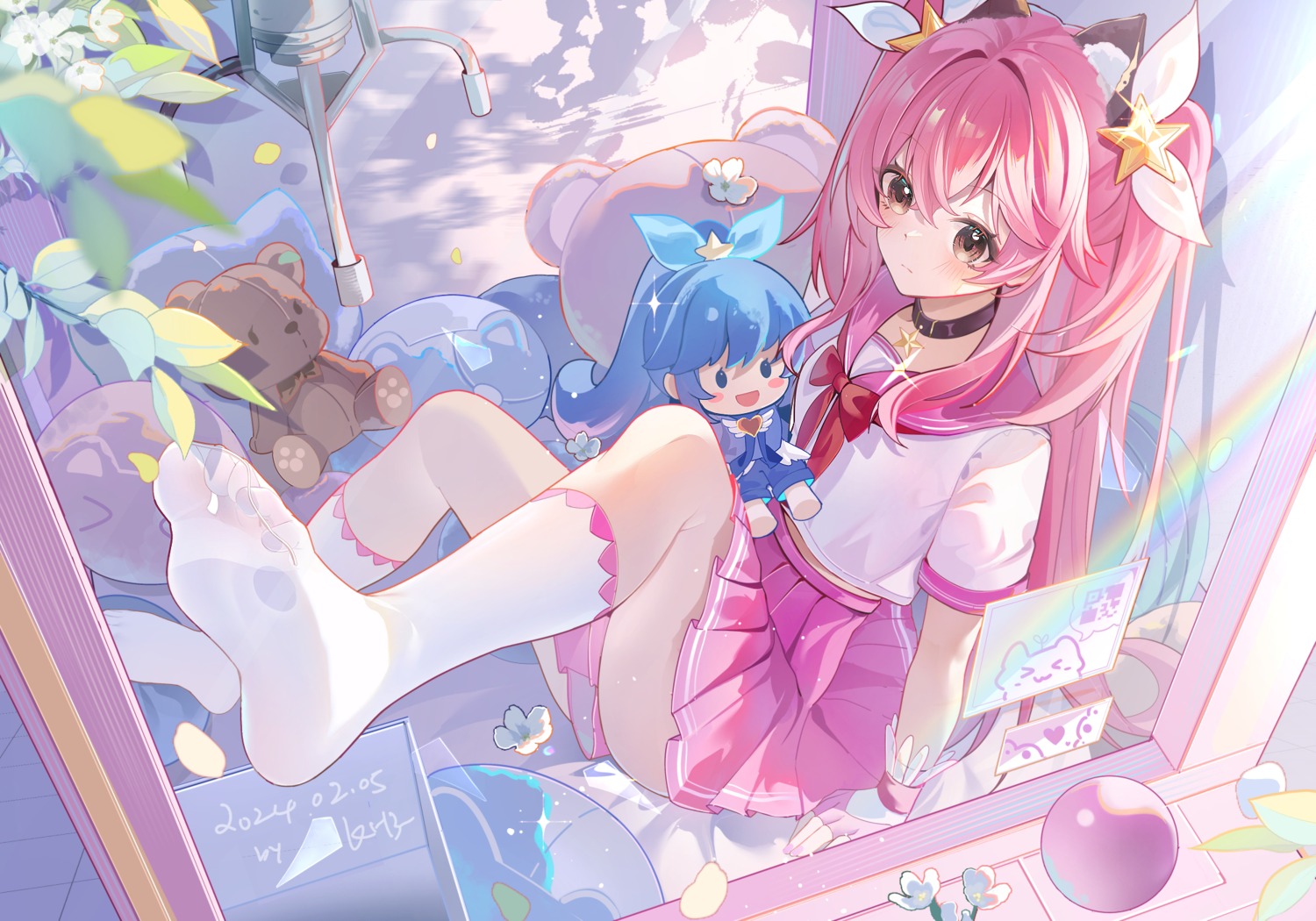 balala_the_fairies, chibi, ling_meiqi, ling_meixue, miaogujun, seifuku