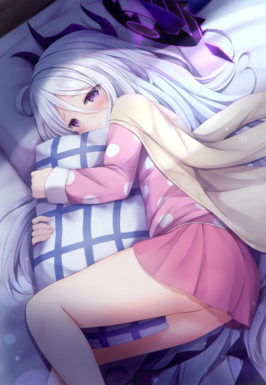 blue_archive, devil, halo, horns, natsu_(927013), pajama, sorasaki_hina, wings