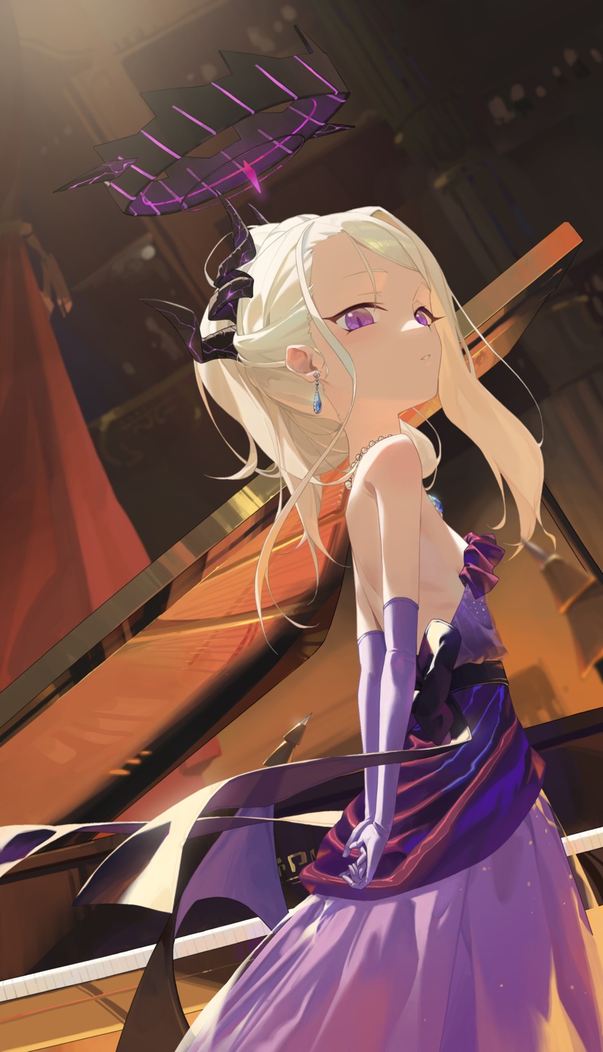 blue_archive, devil, dress, halo, horns, limi26, no_bra, sorasaki_hina