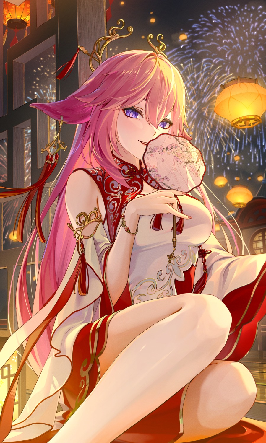 animal_ears, asian_clothes, bibi_(obb_spl), genshin_impact, kitsune, yae_miko