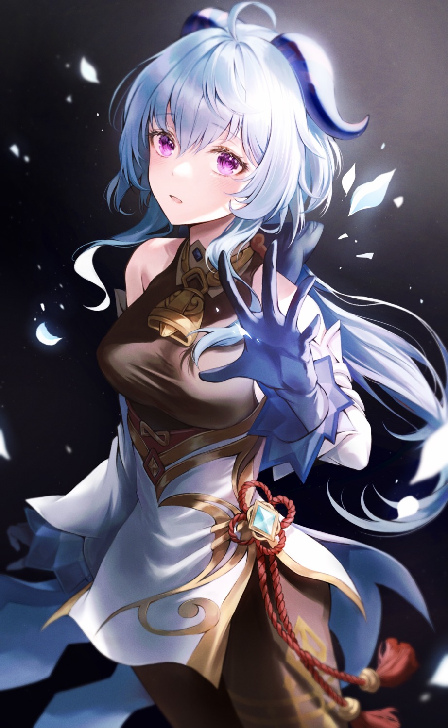asian_clothes, ganyu, genshin_impact, horns, pantyhose, ruhia