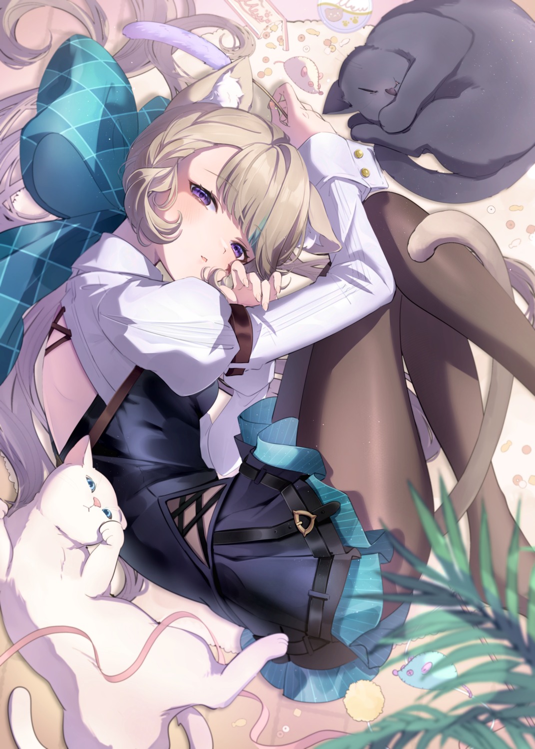 animal_ears, genshin_impact, lynette, naruka, neko, nekomimi, pantyhose, tattoo