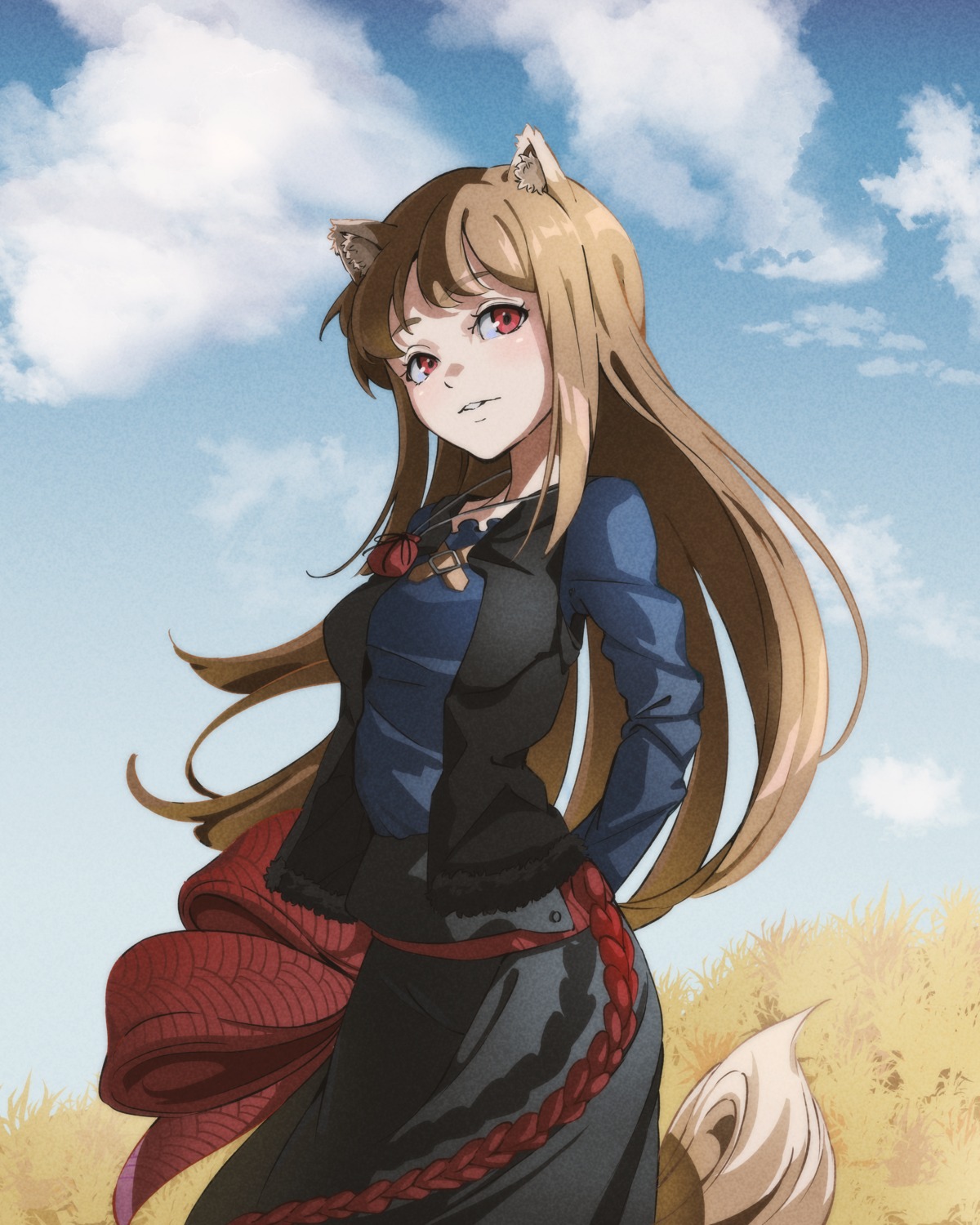 animal_ears, holo, natsume_hinako, spice_and_wolf, tail