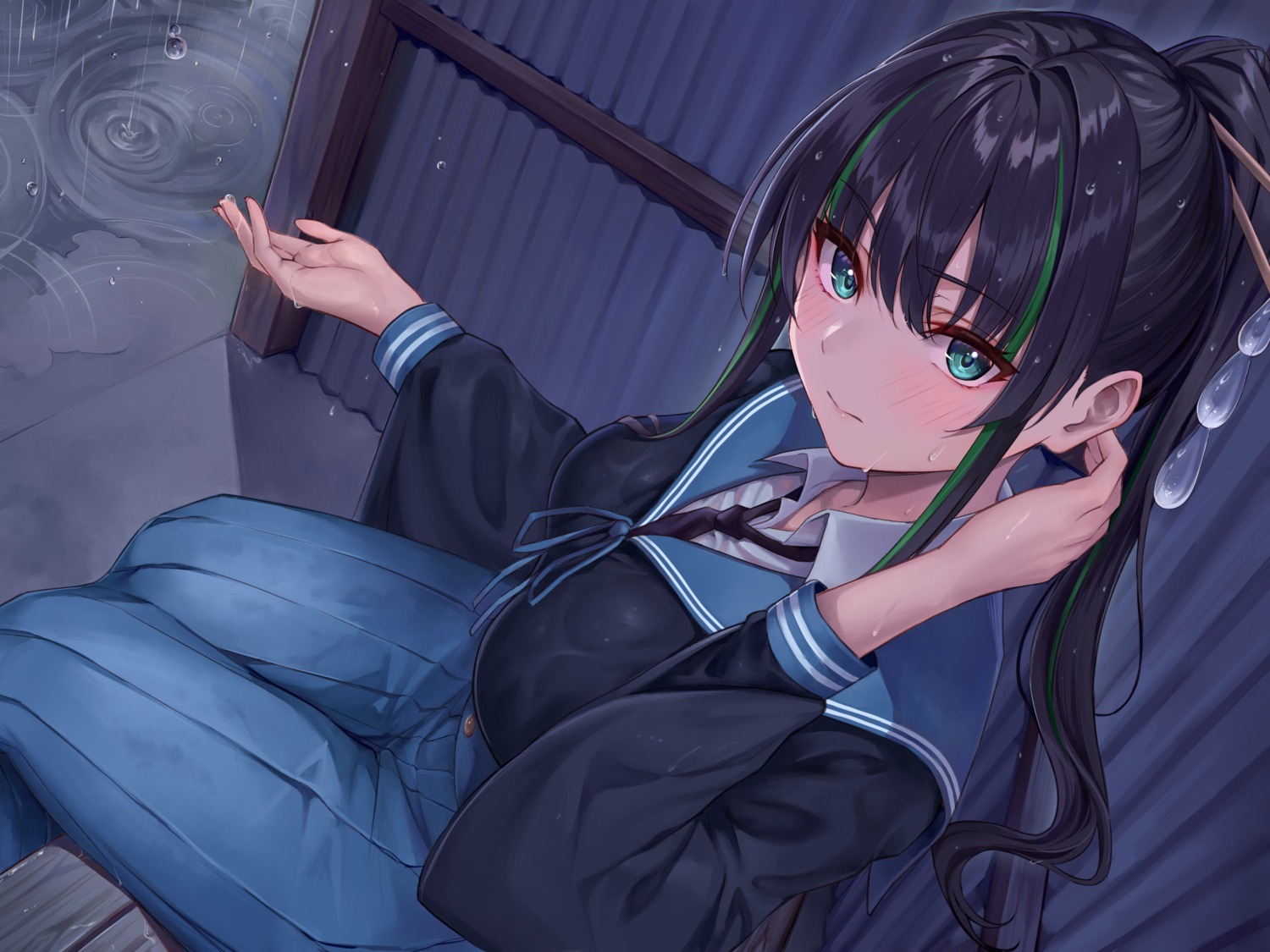 nagiha, seifuku, tegurayuki, wet, wet_clothes