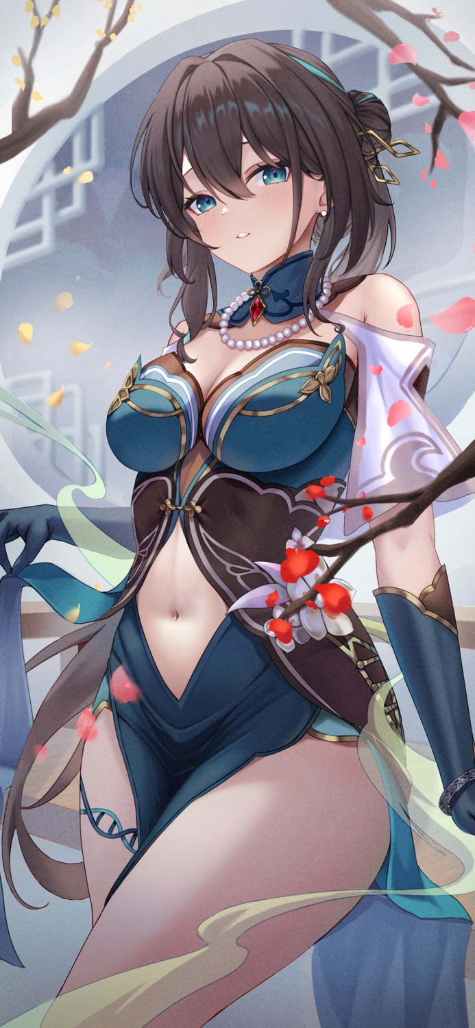 asian_clothes, cleavage, garter, honkai:_star_rail, mayo_9_5, ruan_mei