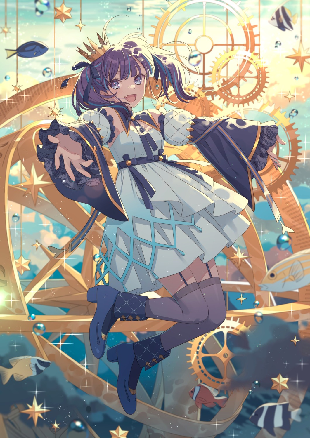 dress, hanayori_joshiryou, hechima, heels, kohigashi_hitona, stockings, thighhighs