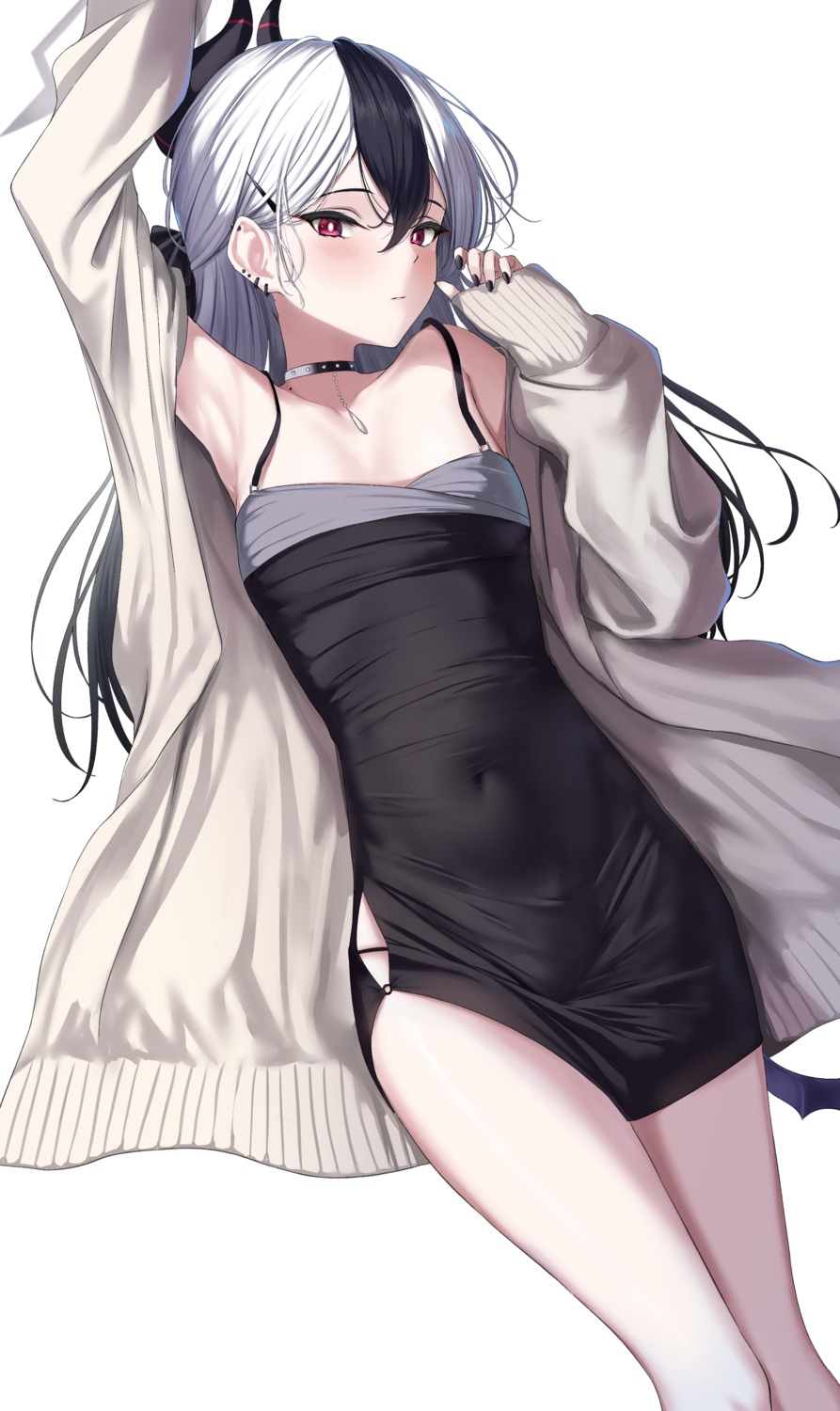 blue_archive, devil, dress, halo, horns, no_bra, onikata_kayoko, rama_(yu-light8)