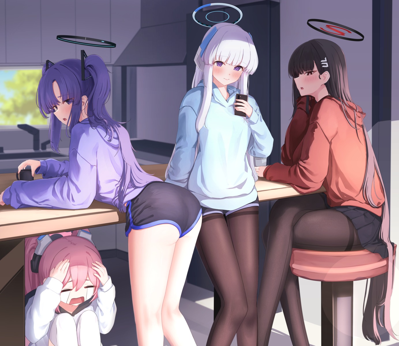 ass, blue_archive, halo, hayase_yuuka, kurosaki_koyuki, pantyhose, rodailuda, tsukatsuki_rio