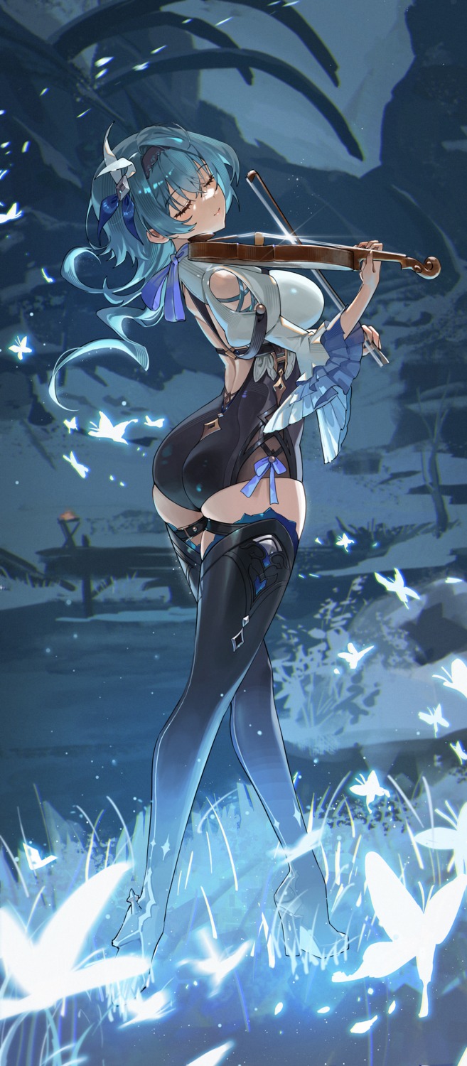 ass, eula, garter, genshin_impact, heels, rhtkd_(gosang), thighhighs