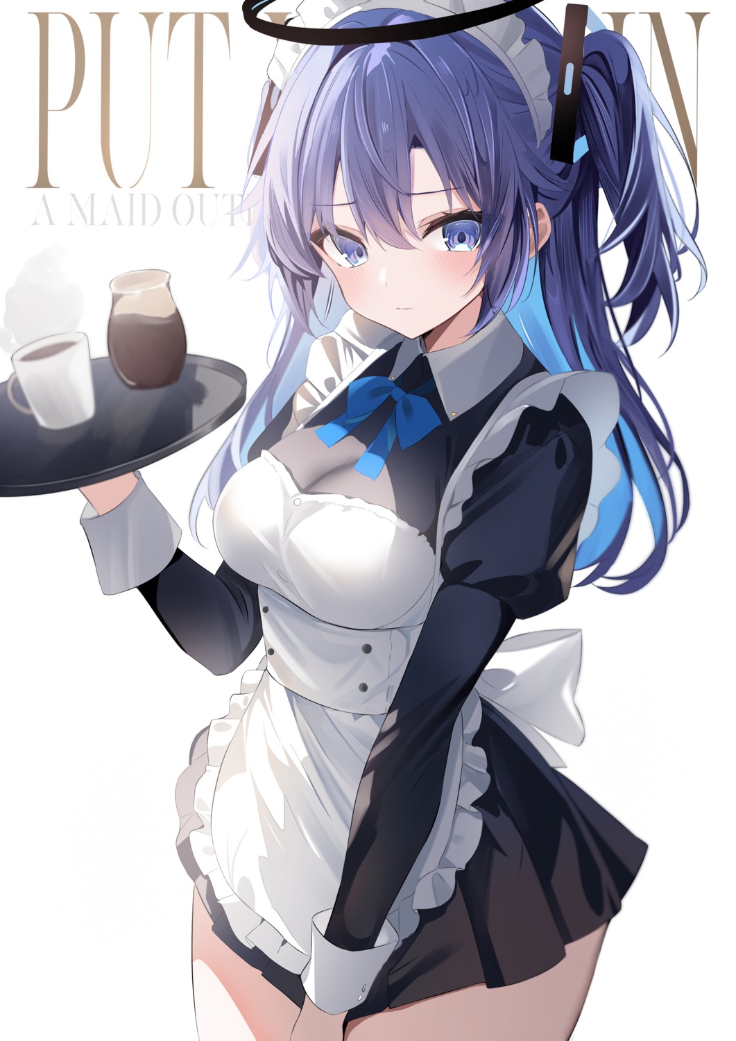 blue_archive, halo, hayase_yuuka, maid, touyou_(39kir), waitress
