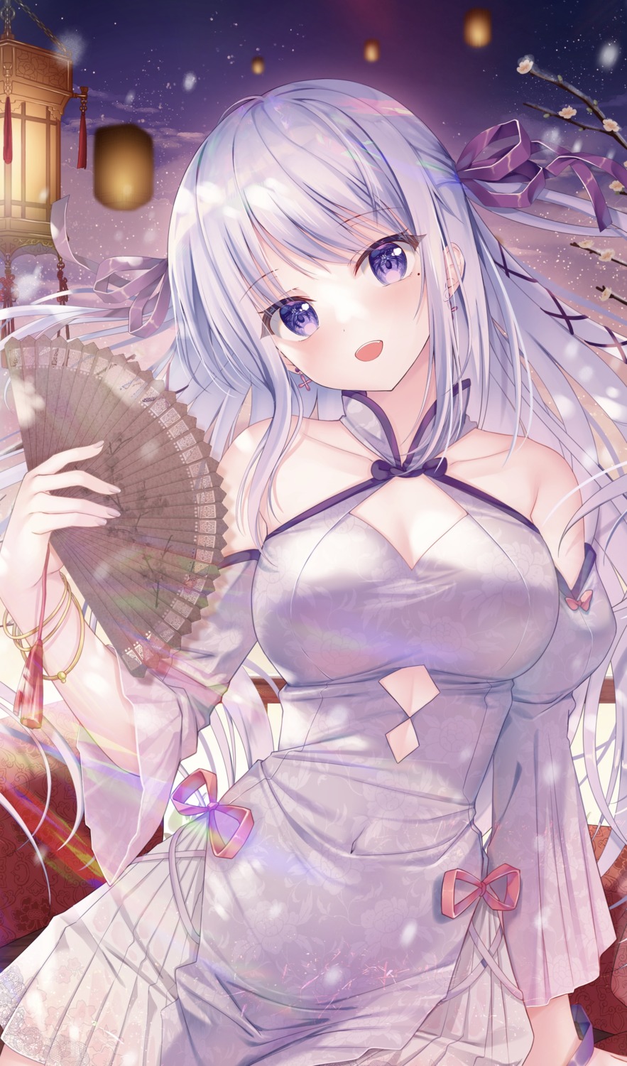 chinadress, hiiragi_asuka_(twinbox), no_bra, twinbox, twinbox_gakuen
