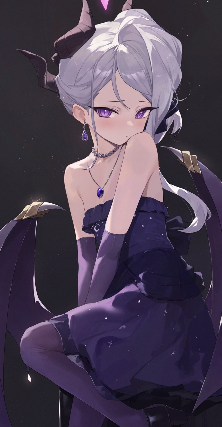 blue_archive, devil, dress, halo, heels, horns, no_bra, pantyhose
