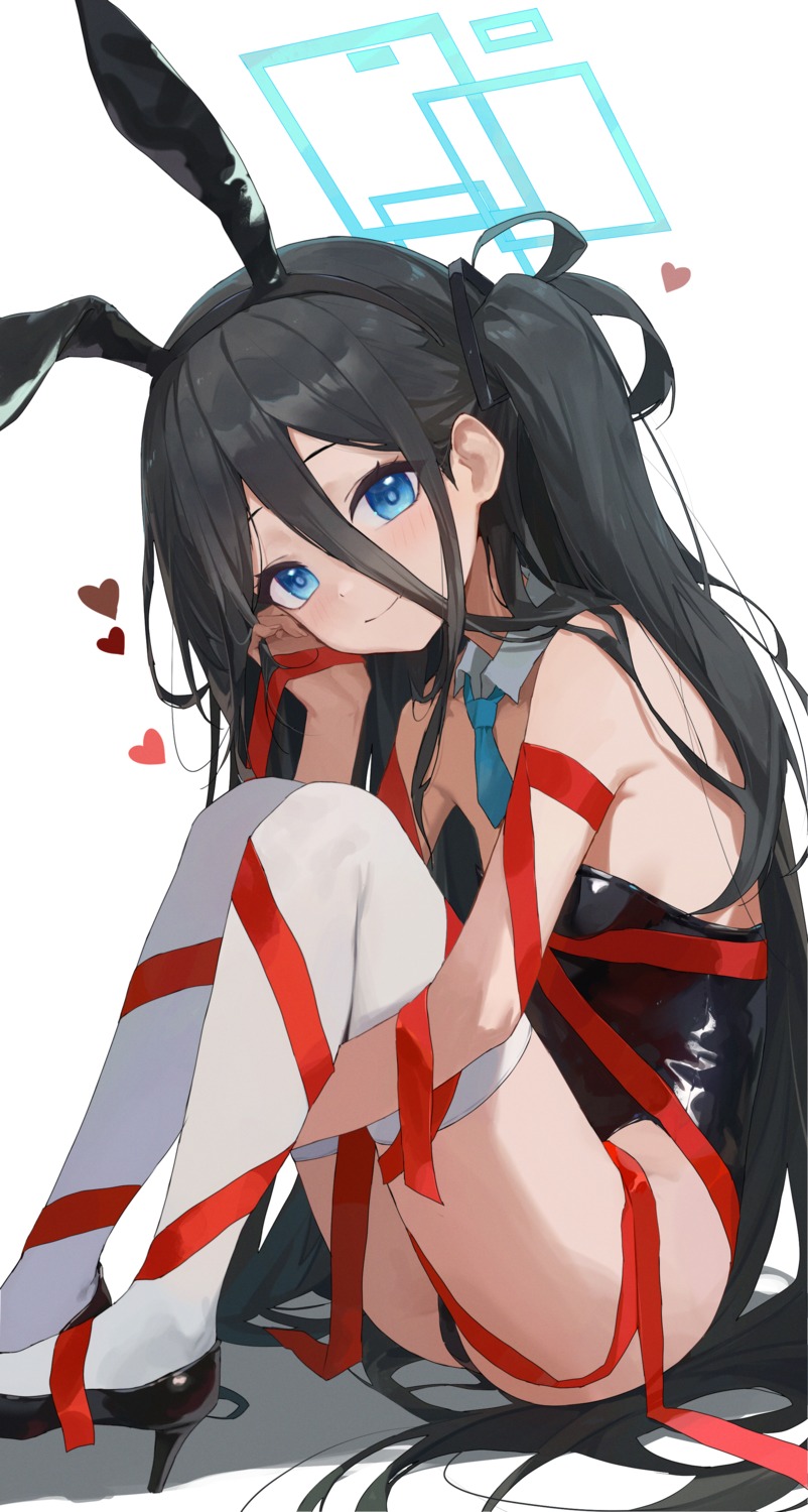 animal_ears, blue_archive, bunny_ears, bunny_girl, halo, heels, no_bra, tendou_aris