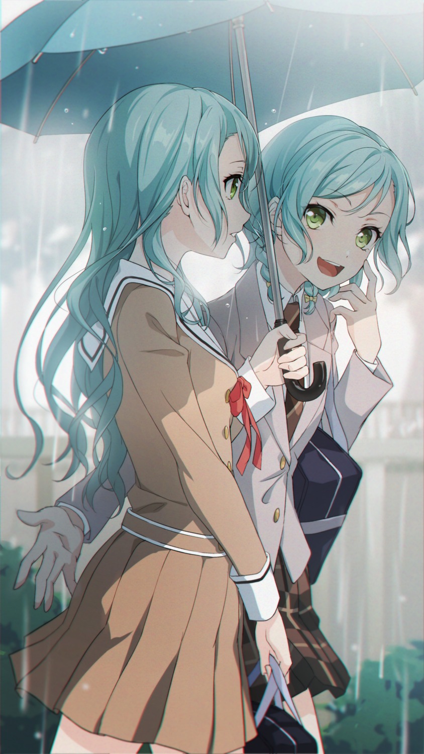 bang_dream!, bang_dream!_episode_of_roselia, hikawa_hina, hikawa_sayo, nobusawa_osamu, seifuku, umbrella