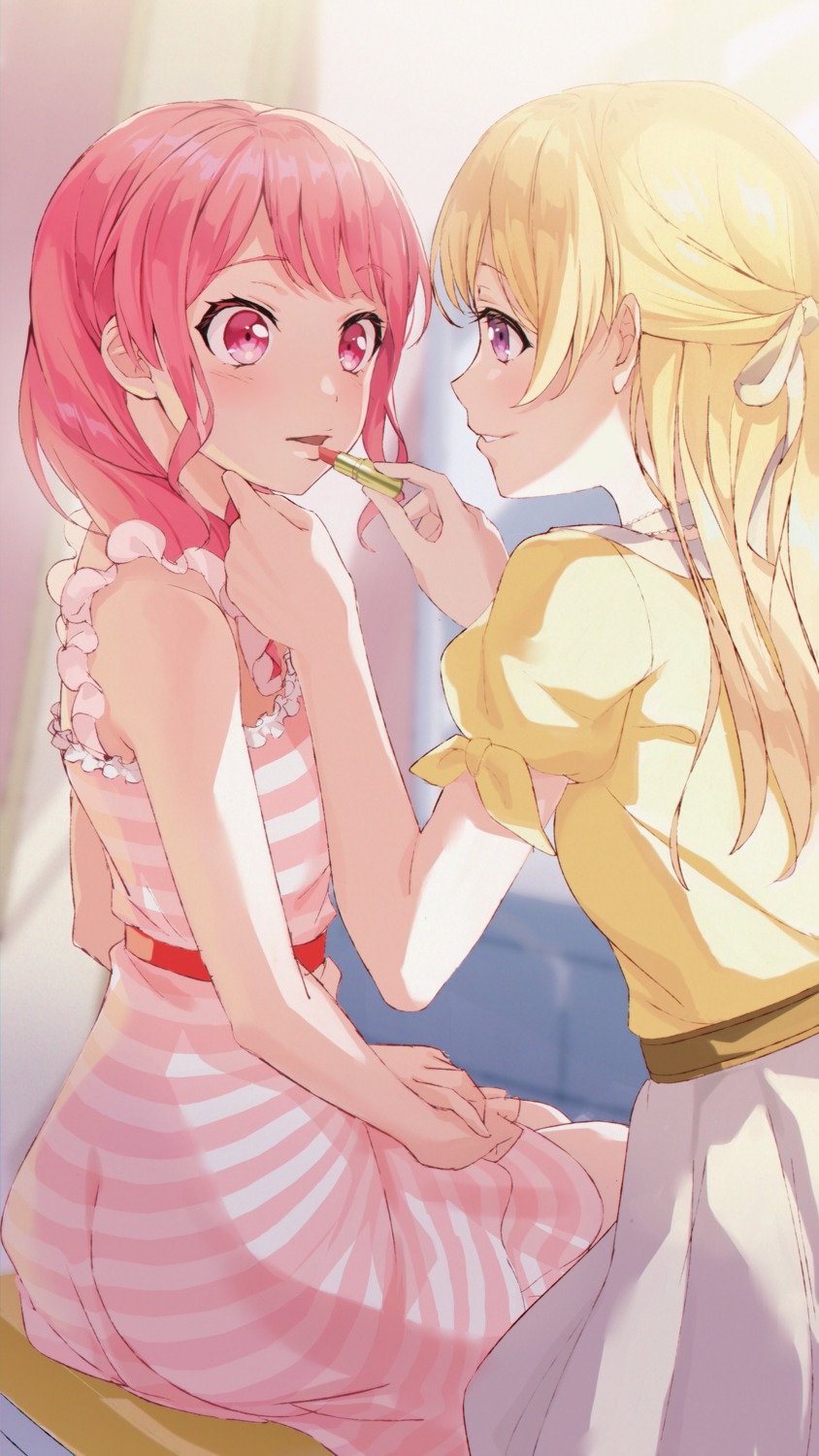 bang_dream!, dress, maruyama_aya, nobusawa_osamu, shirasagi_chisato, yuri