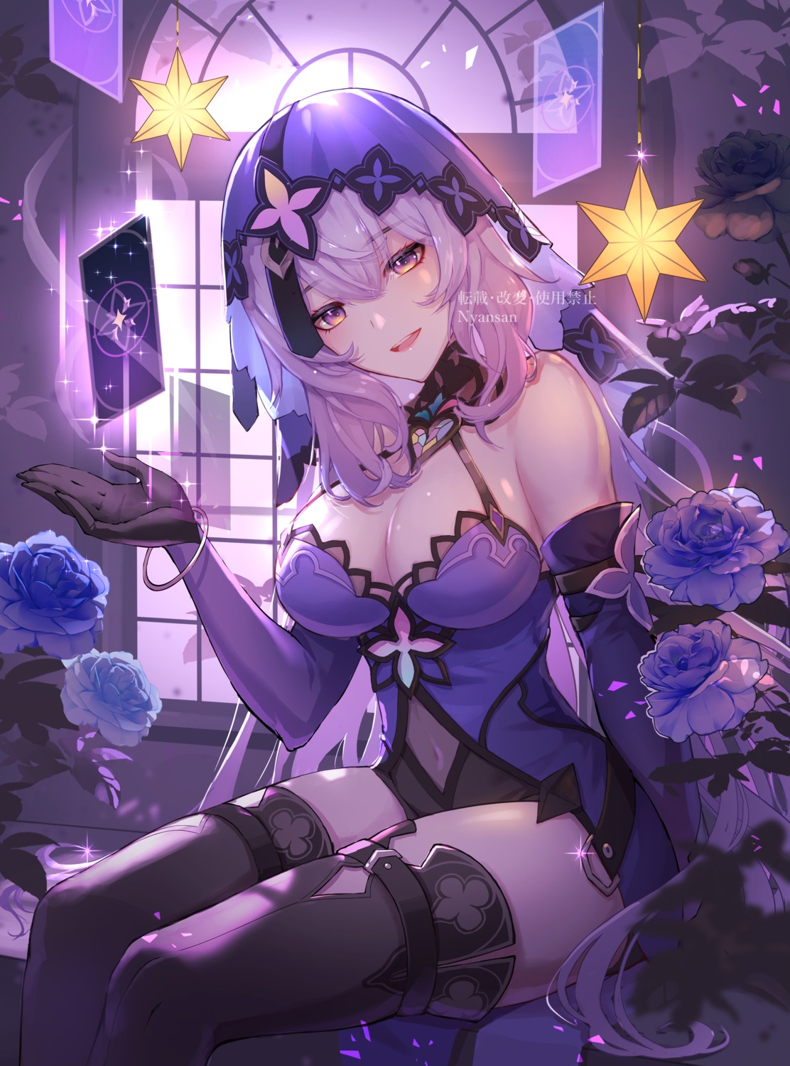 black_swan_(honkai:_star_rail), garter, honkai:_star_rail, leotard, nyansan_oekaki, thighhighs