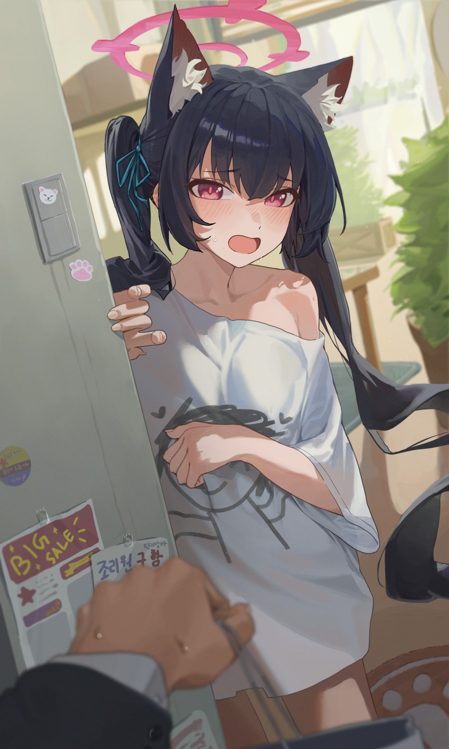 animal_ears, blue_archive, halo, kuromi_serika, nekomimi, ritae