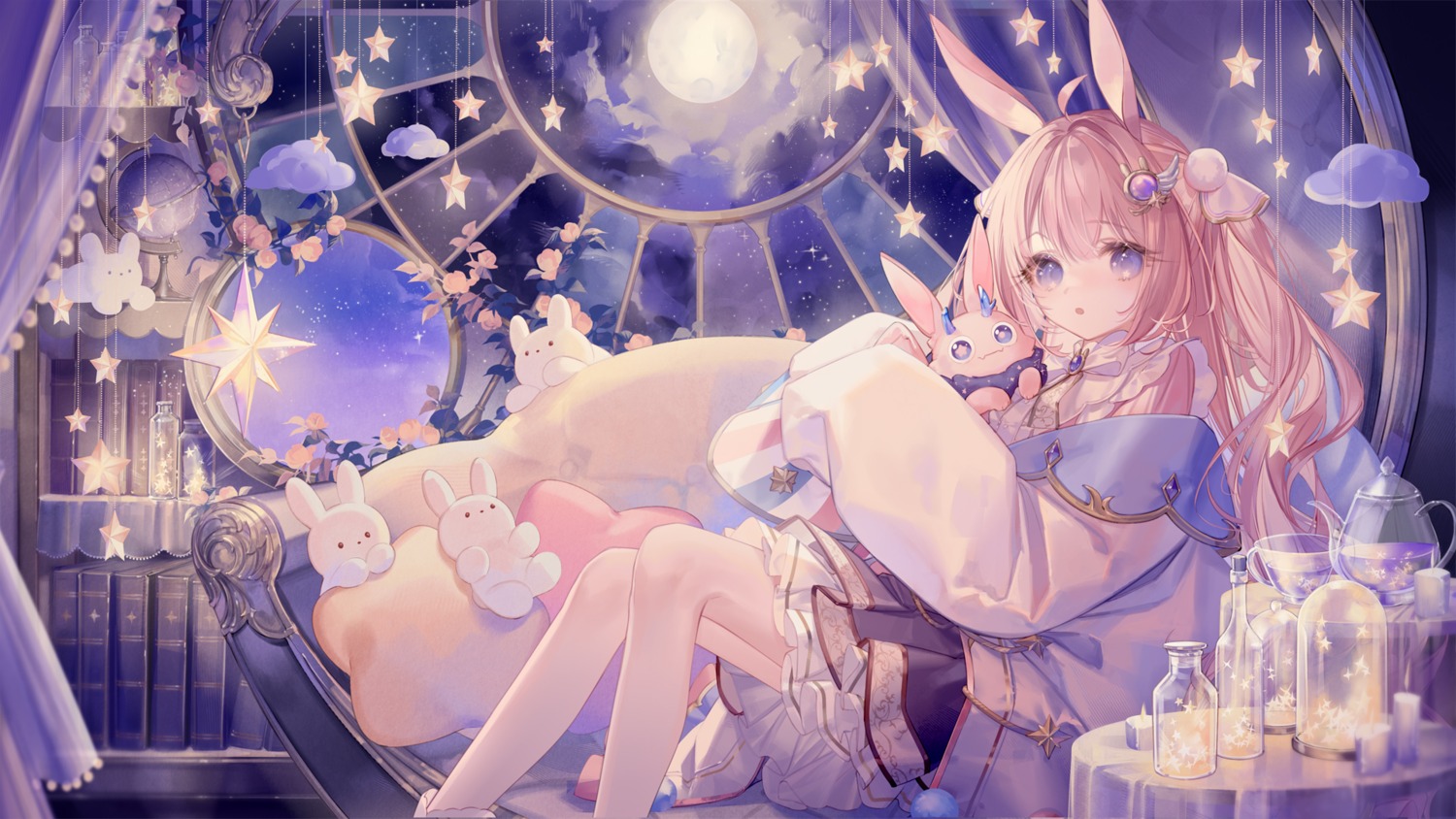 animal_ears, bunny_ears, indie_virtual_youtuber, lua_rabistella, wallpaper, yoggi_(stretchmen)