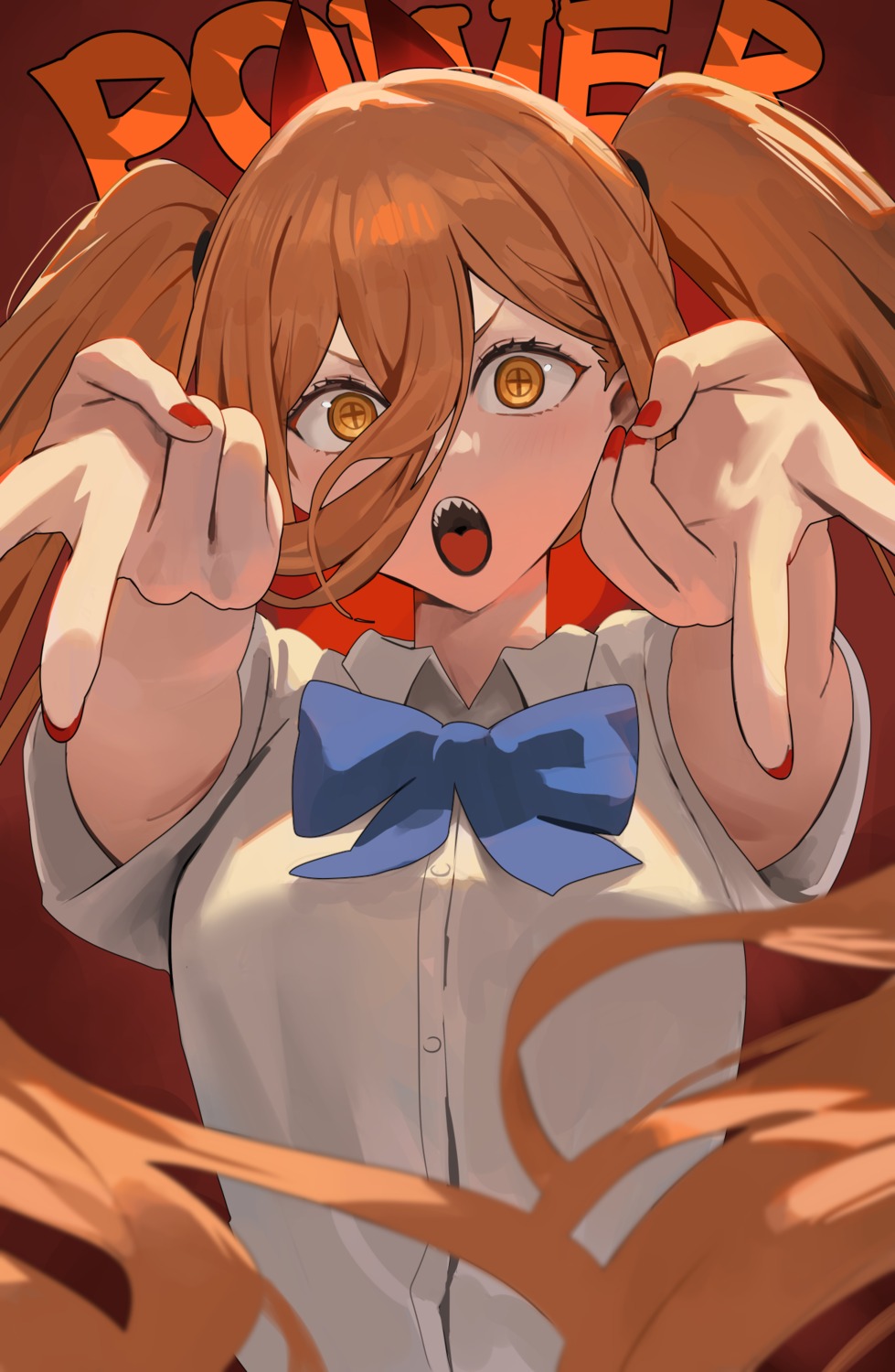 chainsaw_man, hood_(james_x), horns, power_(chainsaw_man), seifuku