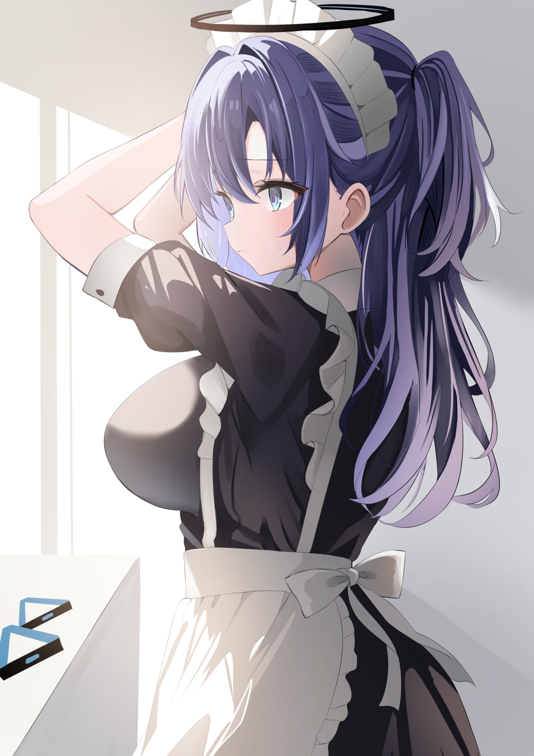 blue_archive, halo, hayase_yuuka, maid, touyou_(39kir)