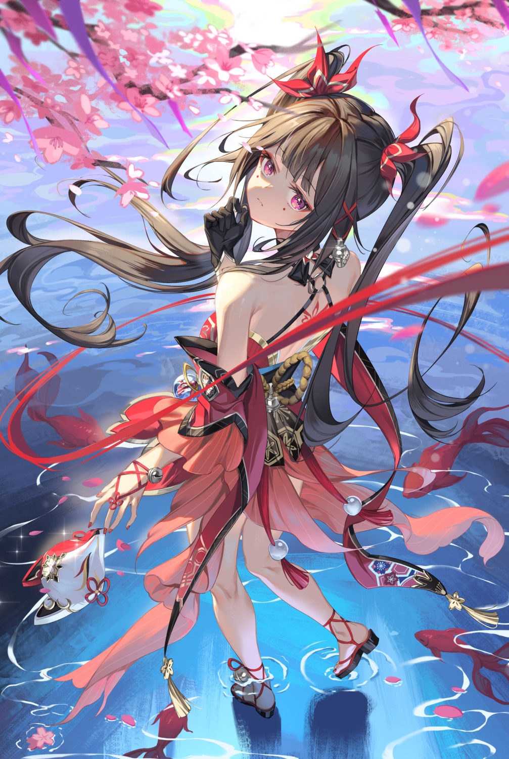 al_guang, honkai:_star_rail, japanese_clothes, no_bra, sparkle, tattoo, wet