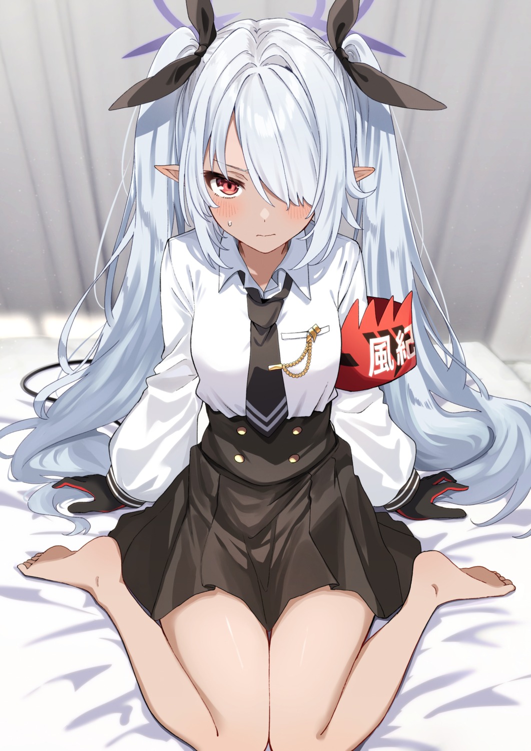 blue_archive, halo, pointy_ears, seifuku, shiokazunoko, shiromi_iori