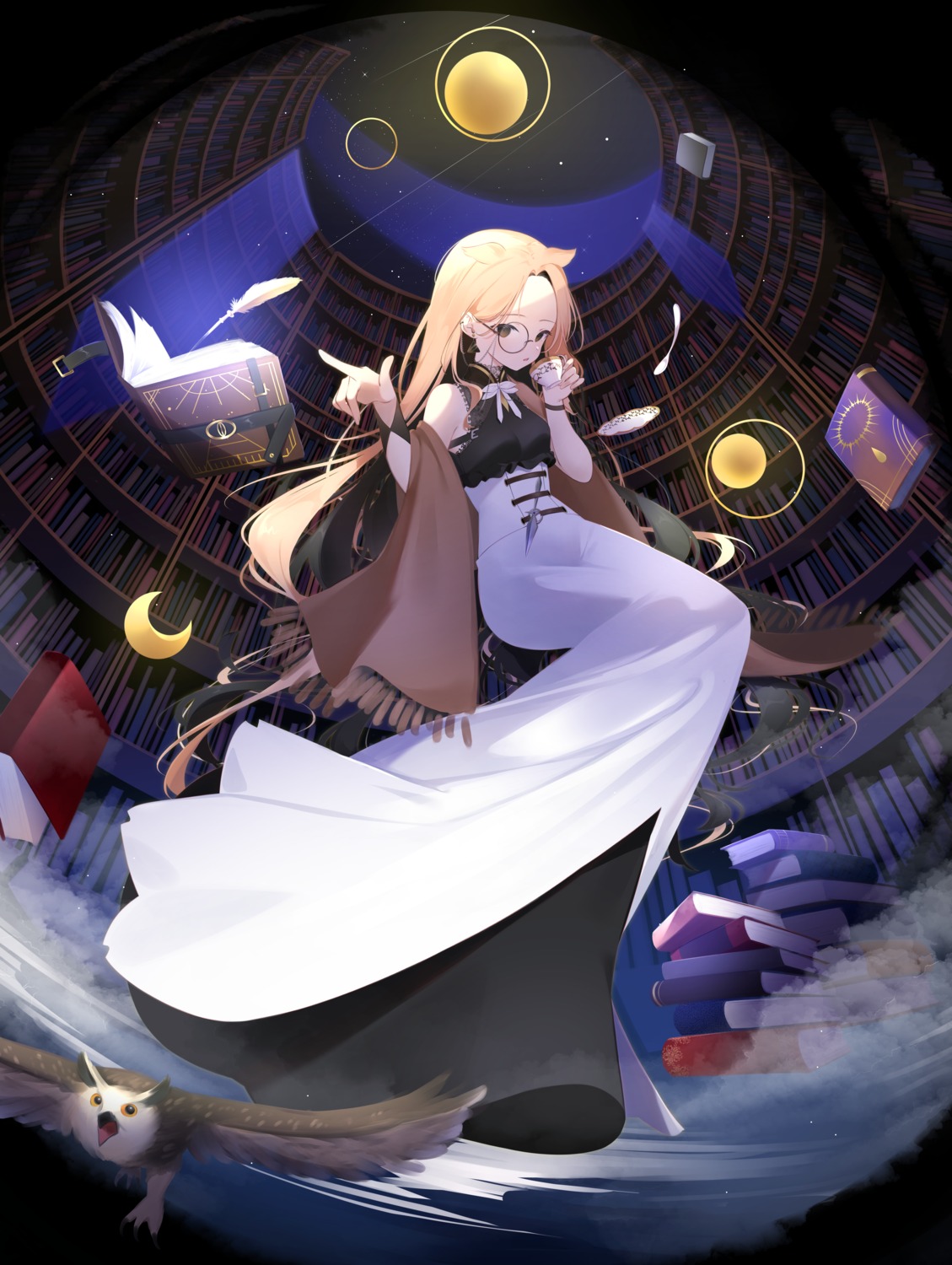 aoitsuki, dress, megane