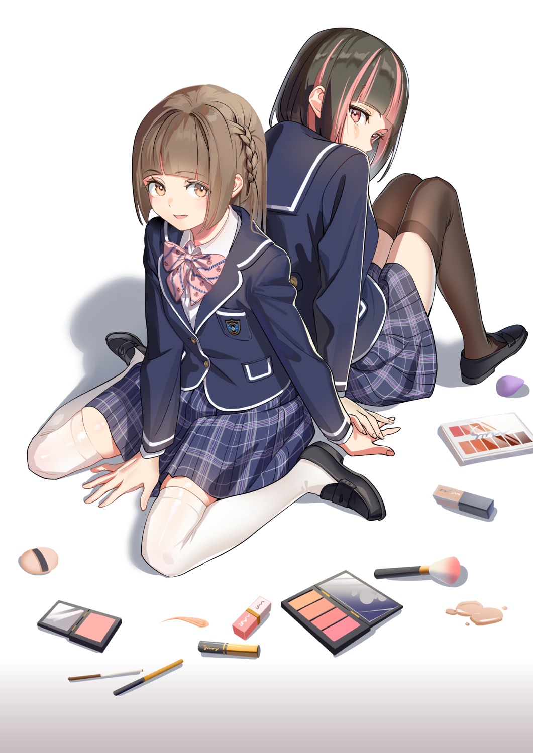 mugugu, seifuku, thighhighs, yuri