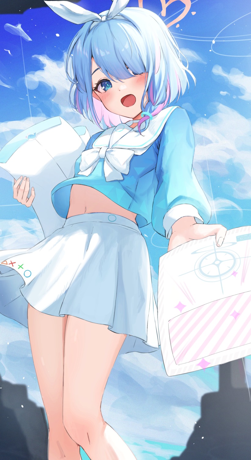 arona_(blue_archive), blue_archive, halo, leopon_pon, seifuku