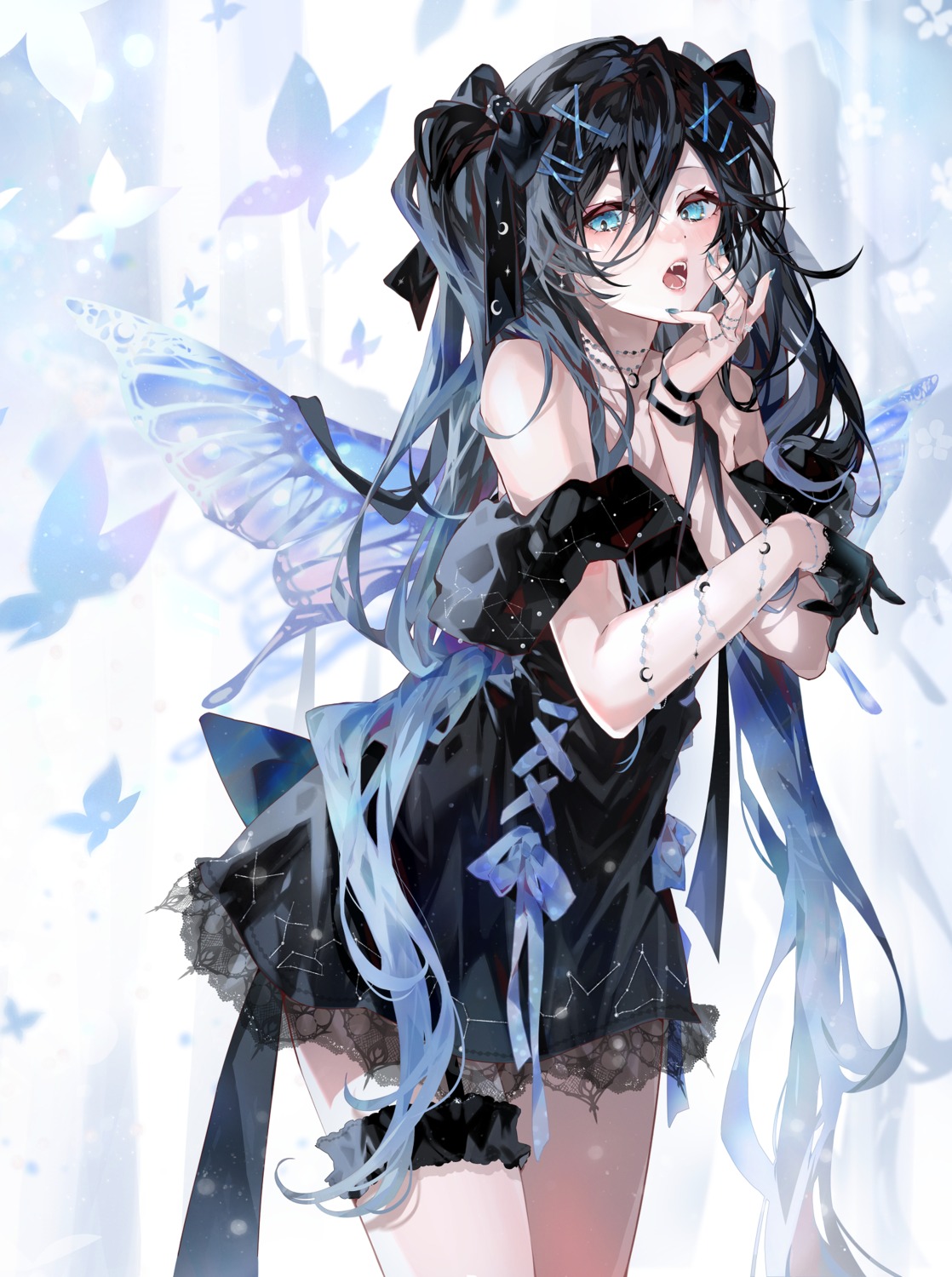 arutera, dress, garter, gothic_lolita, lolita_fashion, see_through, wings