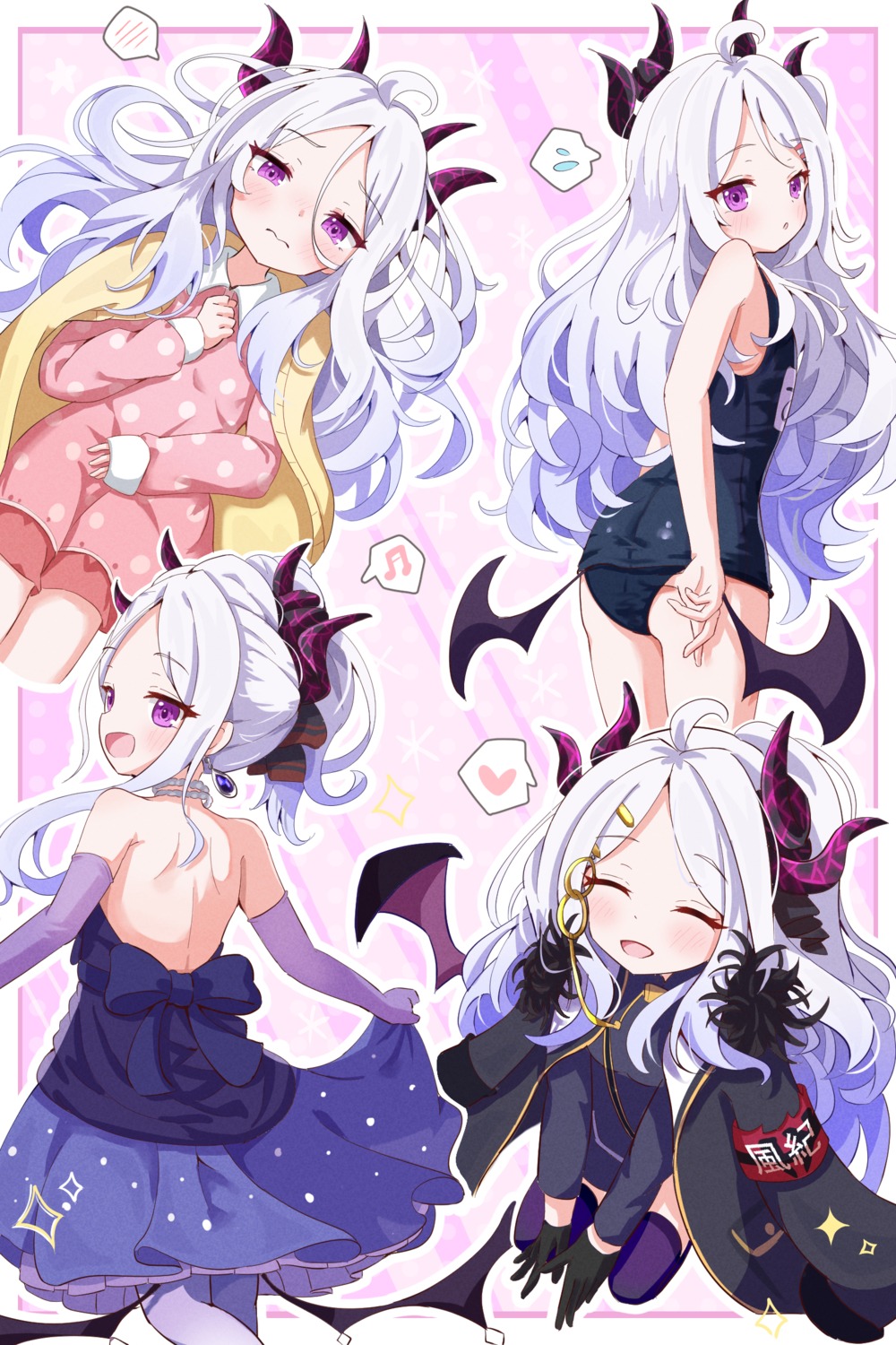 ass, blue_archive, devil, dress, horns, mikumiku37, no_bra, pajama