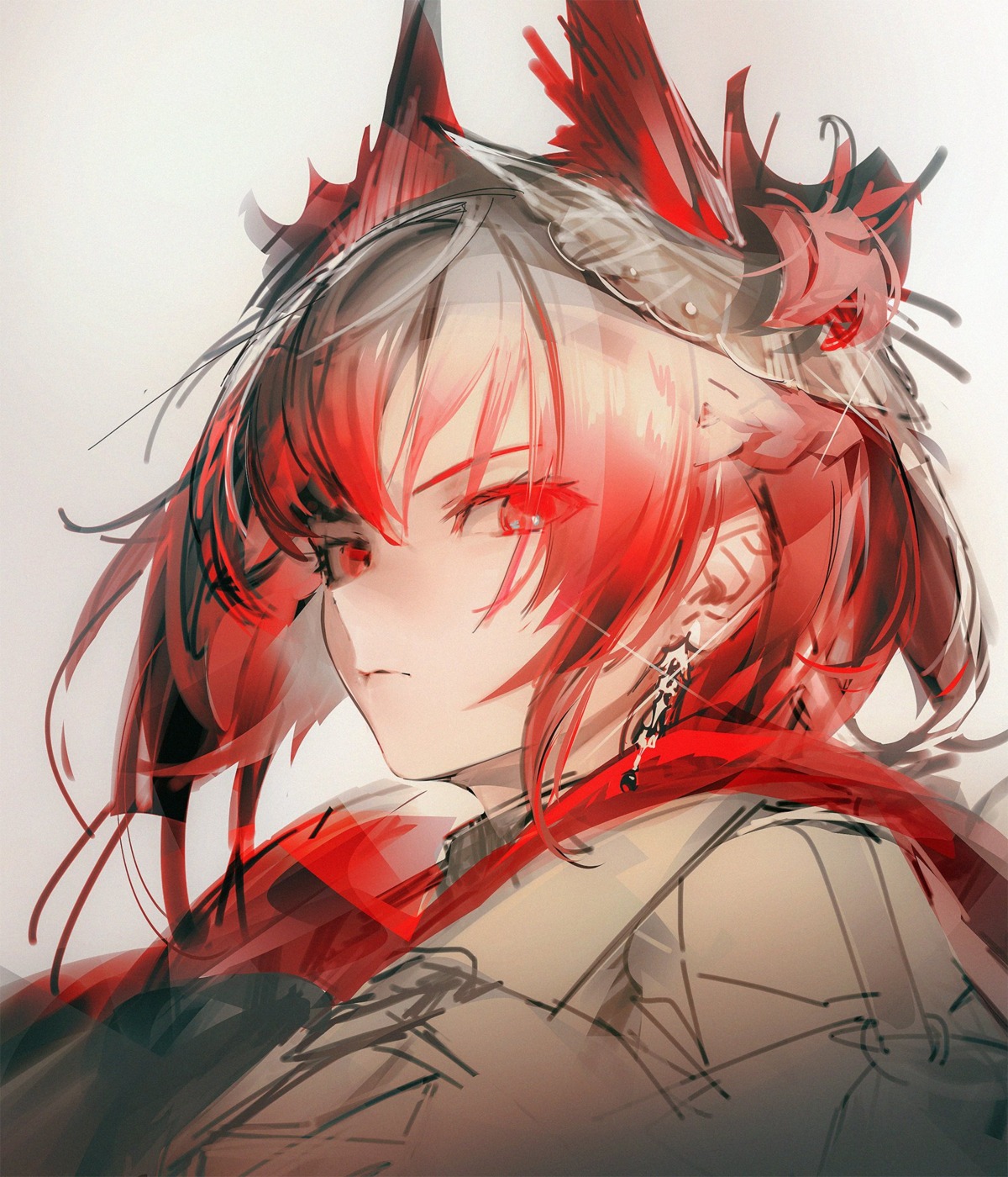 arknights, fiammetta_(arknights), horns, sketch, yyb