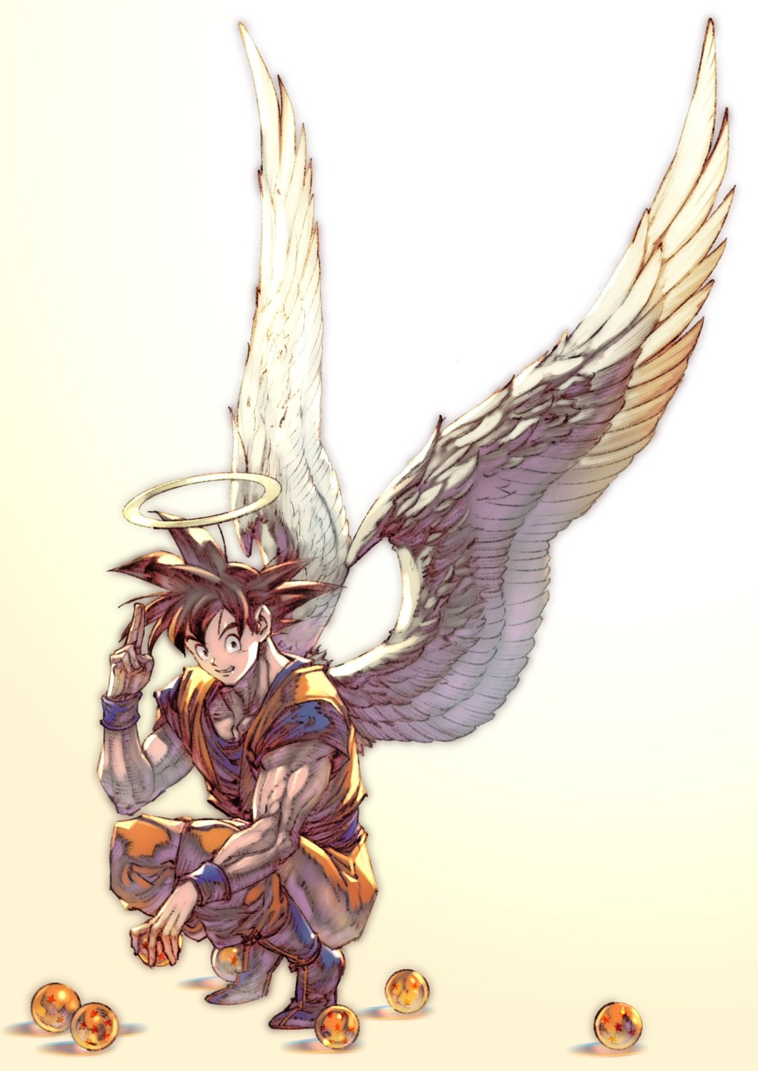 angel, dragon_ball, kazama_raita, male, son_gokuu, wings