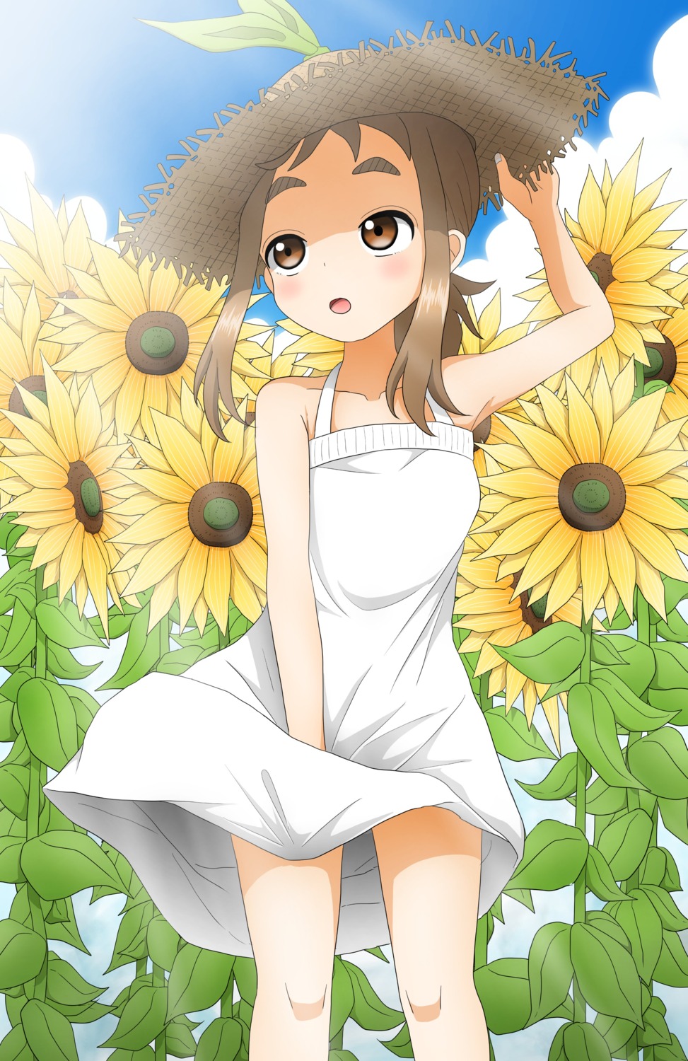 dress, hibino_mina, ishigakiseiya, karakai_jouzu_no_takagi-san, skirt_lift, summer_dress