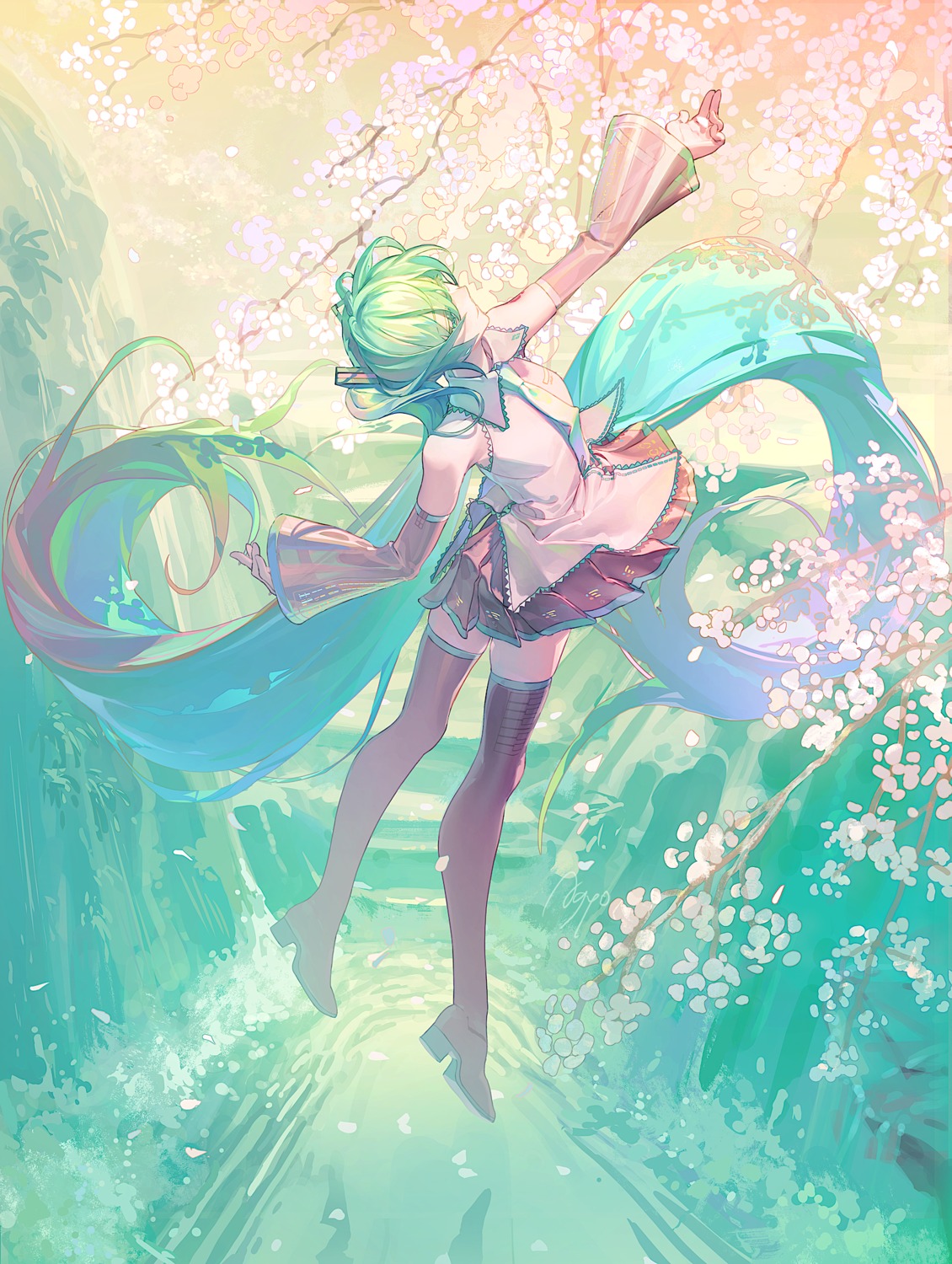 agyou_sonokou_l, hatsune_miku, heels, tattoo, thighhighs, vocaloid